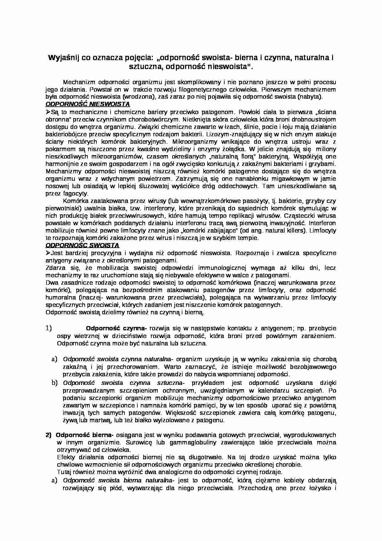 Odporność swoista i nieswoista - strona 1