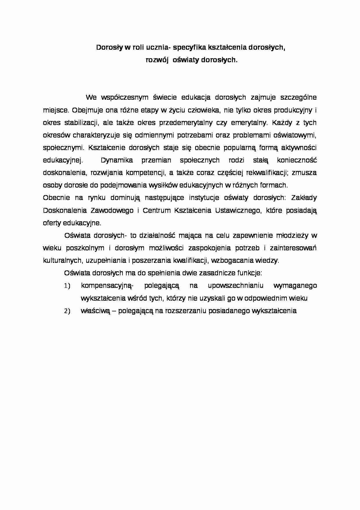 Dorosły w roli ucznia - strona 1