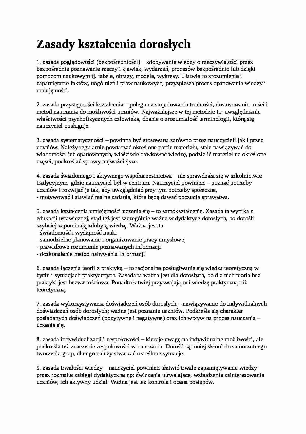 Zasady kształcenia dorosłych - strona 1