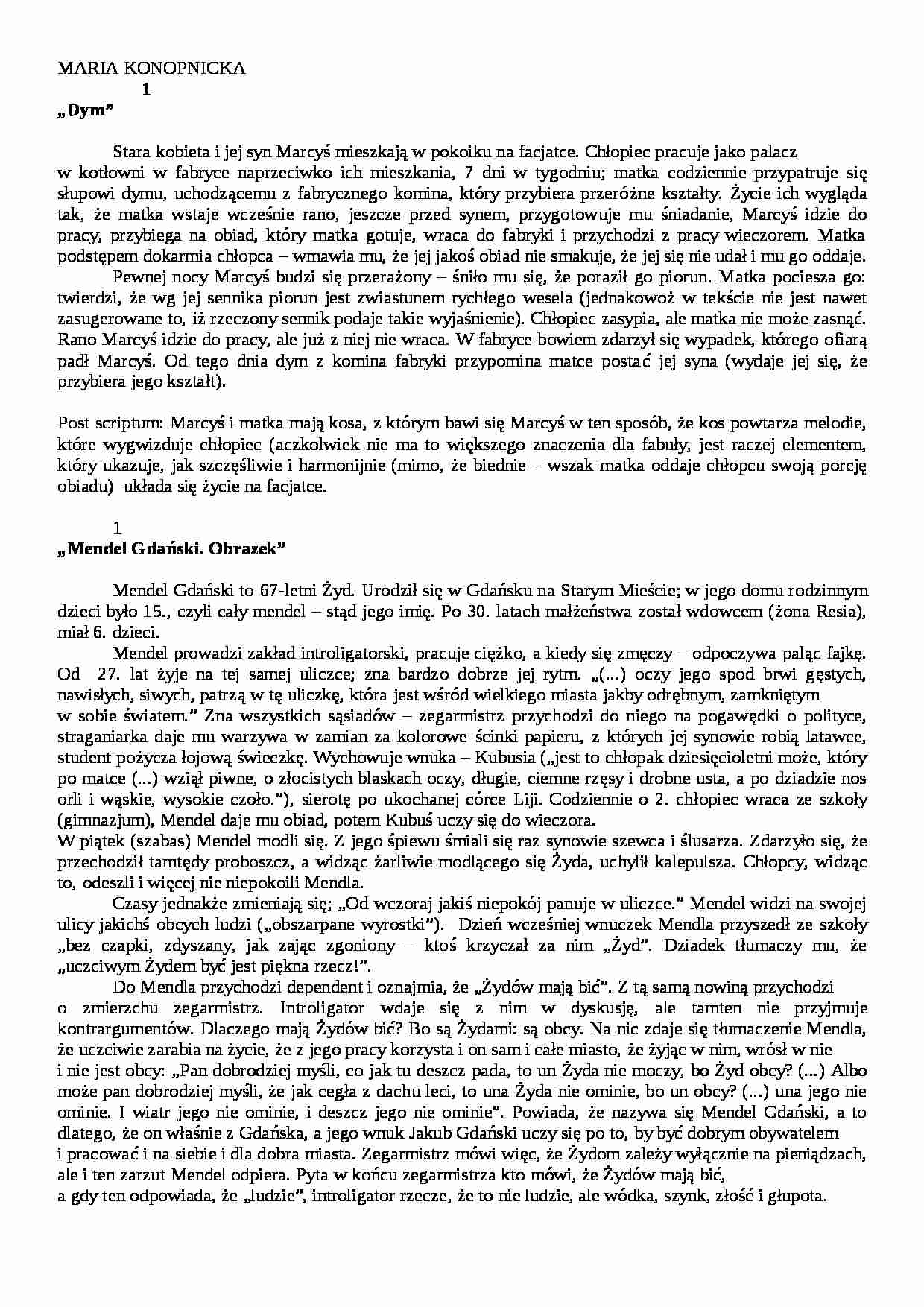 Pozytywizm Maria Konopnicka - nowele - strona 1