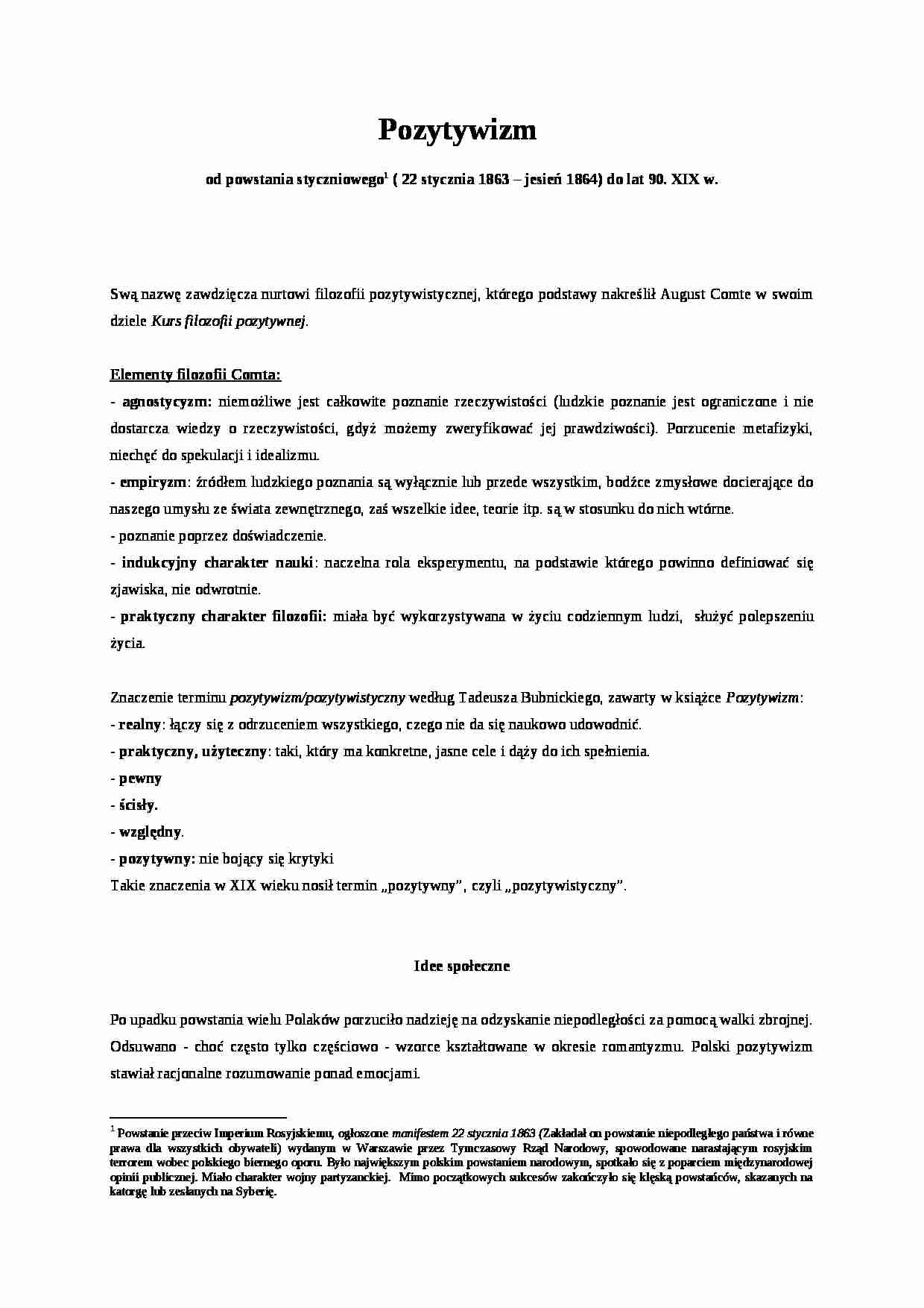 Pozytywizm - omówienie epoki - strona 1