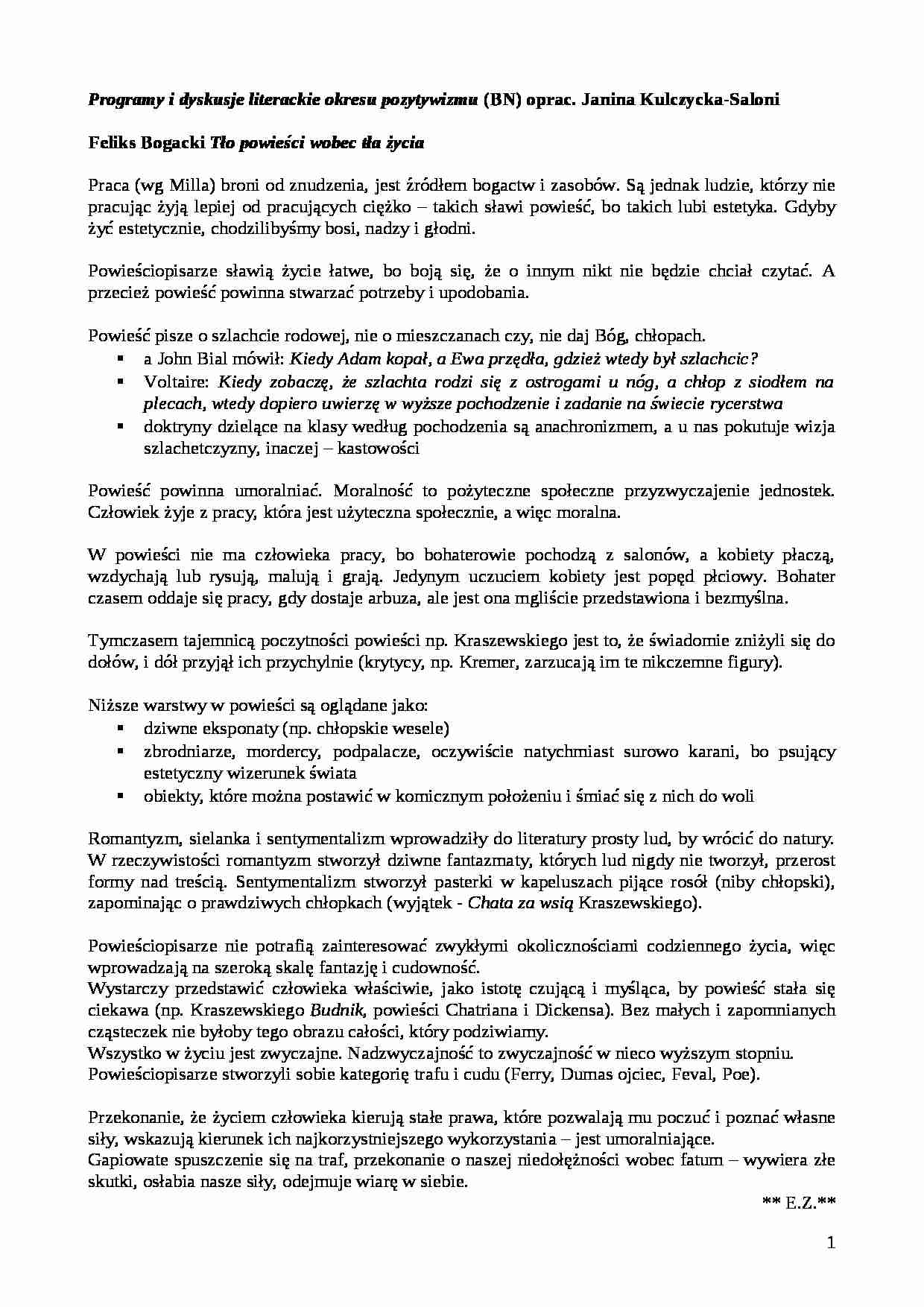 Pozytywizmu - treści z epoki pozytywizmu - strona 1