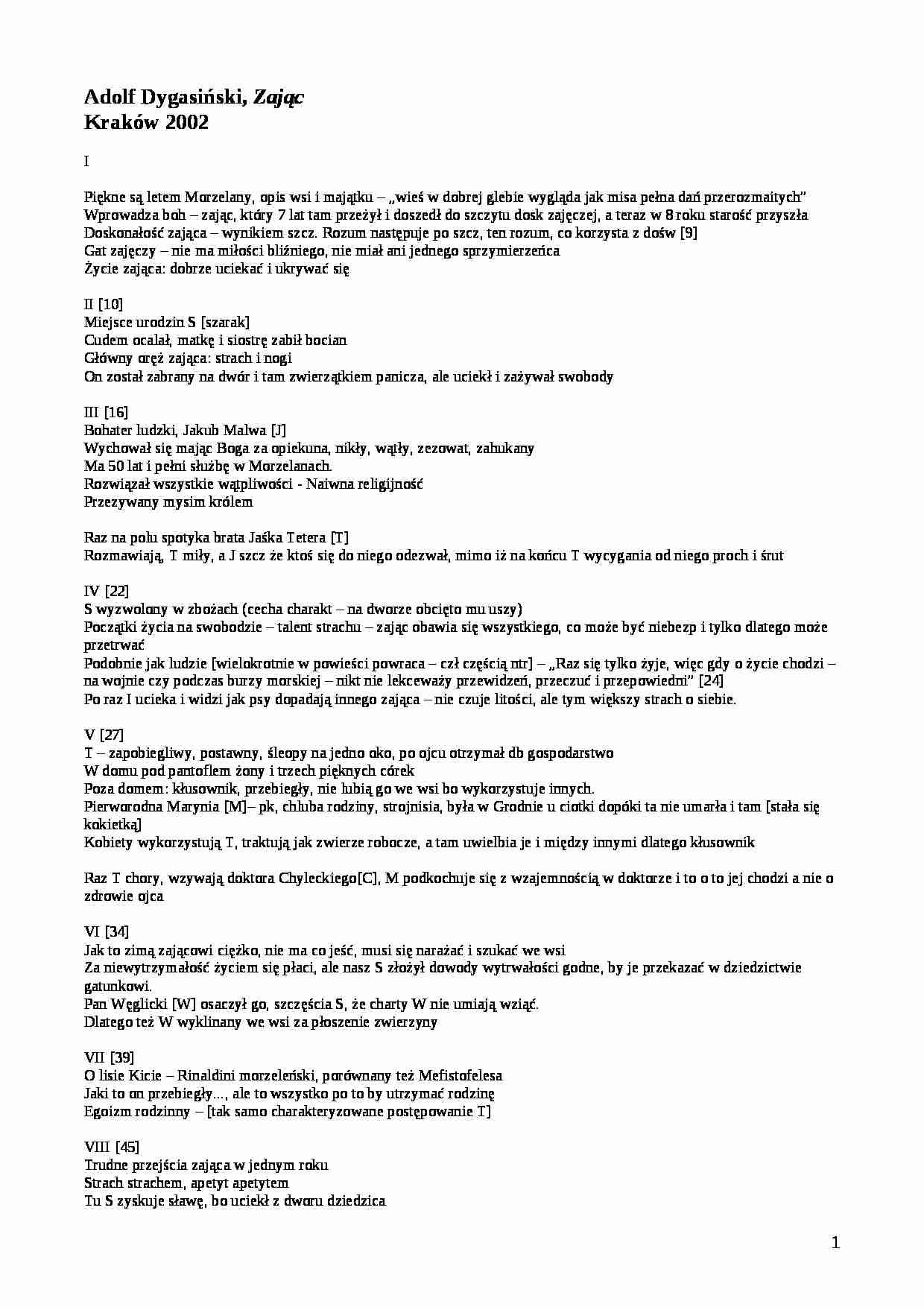 Zając - streszczenie - strona 1