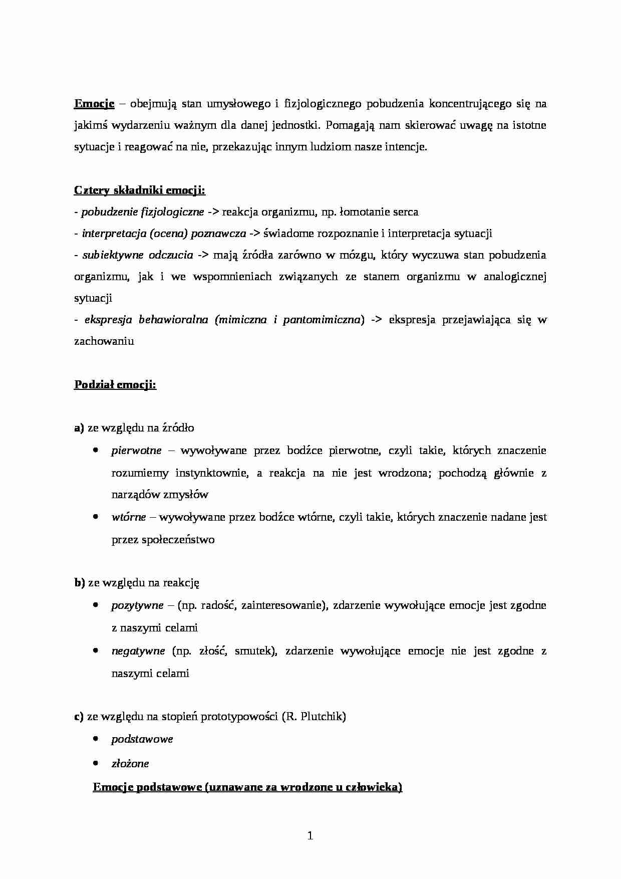Emocje - definicja i podział - strona 1