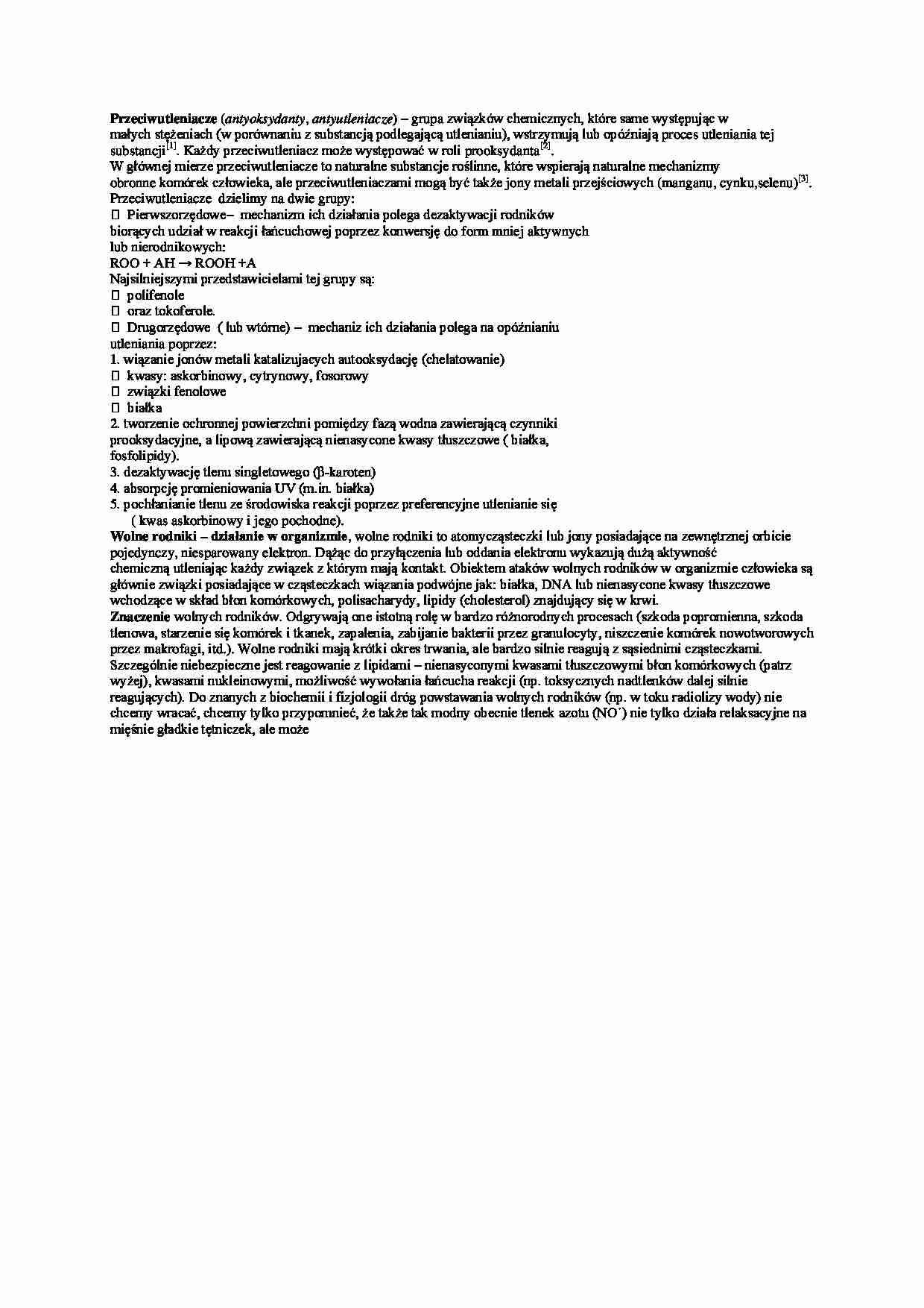 Przeciwutleniacze i wolne rodniki - strona 1