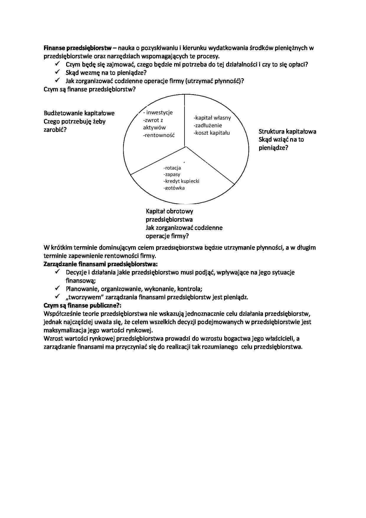 Pojęcie finansów przedsiębiorstw  - strona 1