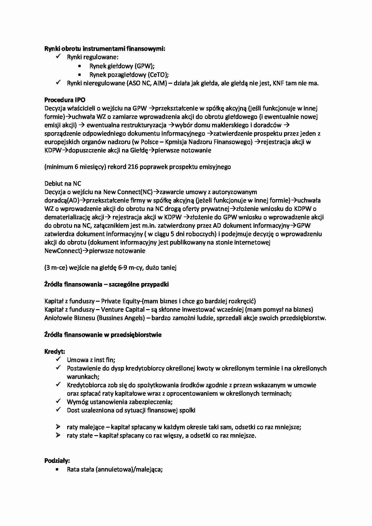 Rynki obrotu instrumentami finansowymi - strona 1