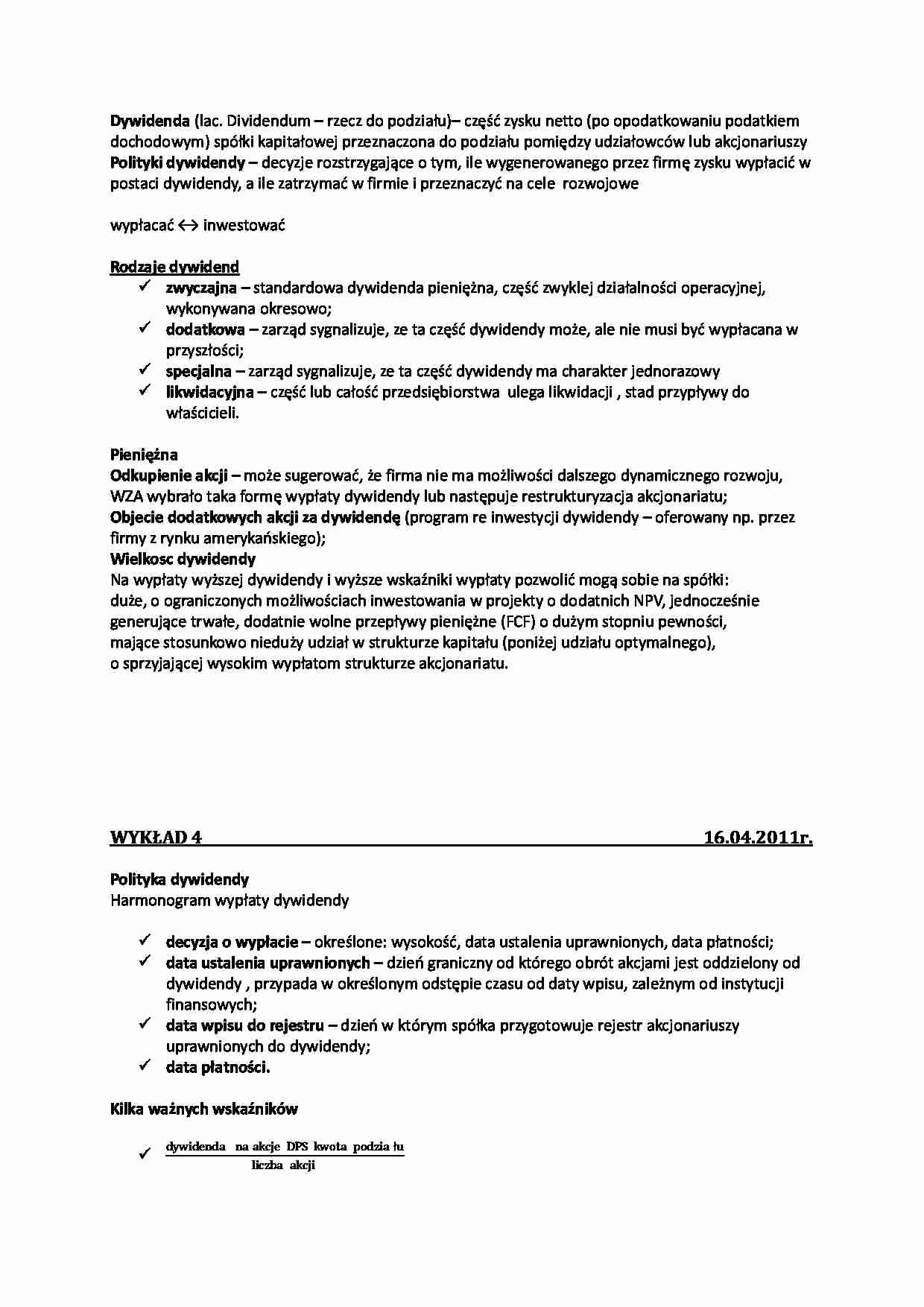 Dywidenda piniężna i jej rodzaje  - strona 1