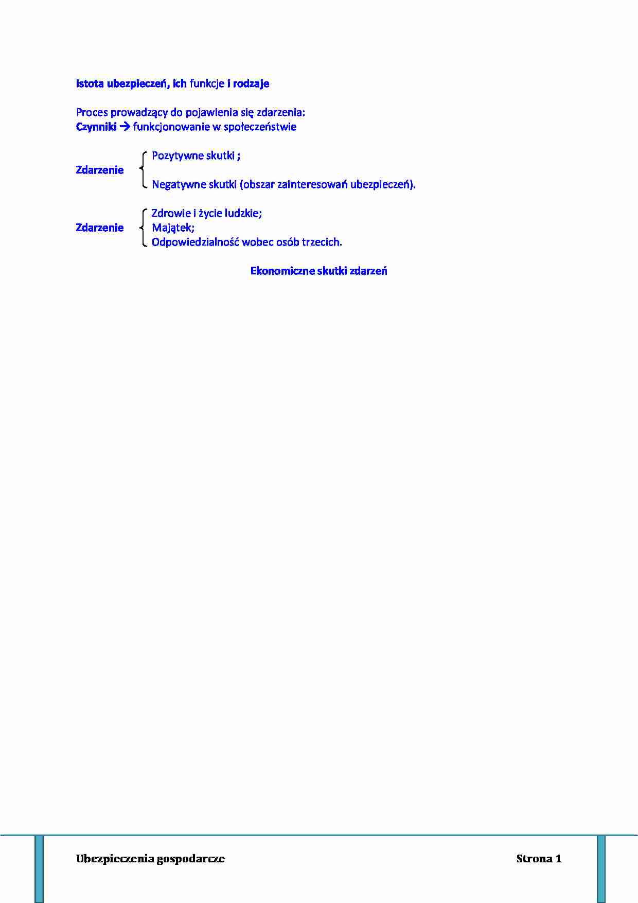 Istota ubezpieczeń - funkcje i rodzaje  - strona 1