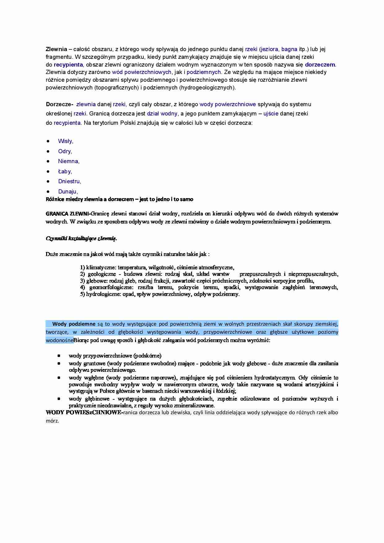 Zlewnia i dorzecze  - strona 1