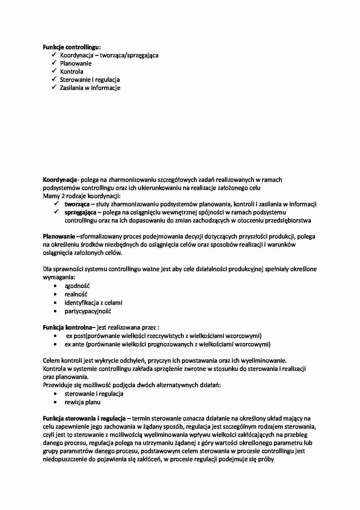 Funkcje i rodzaje controllingu - strona 1
