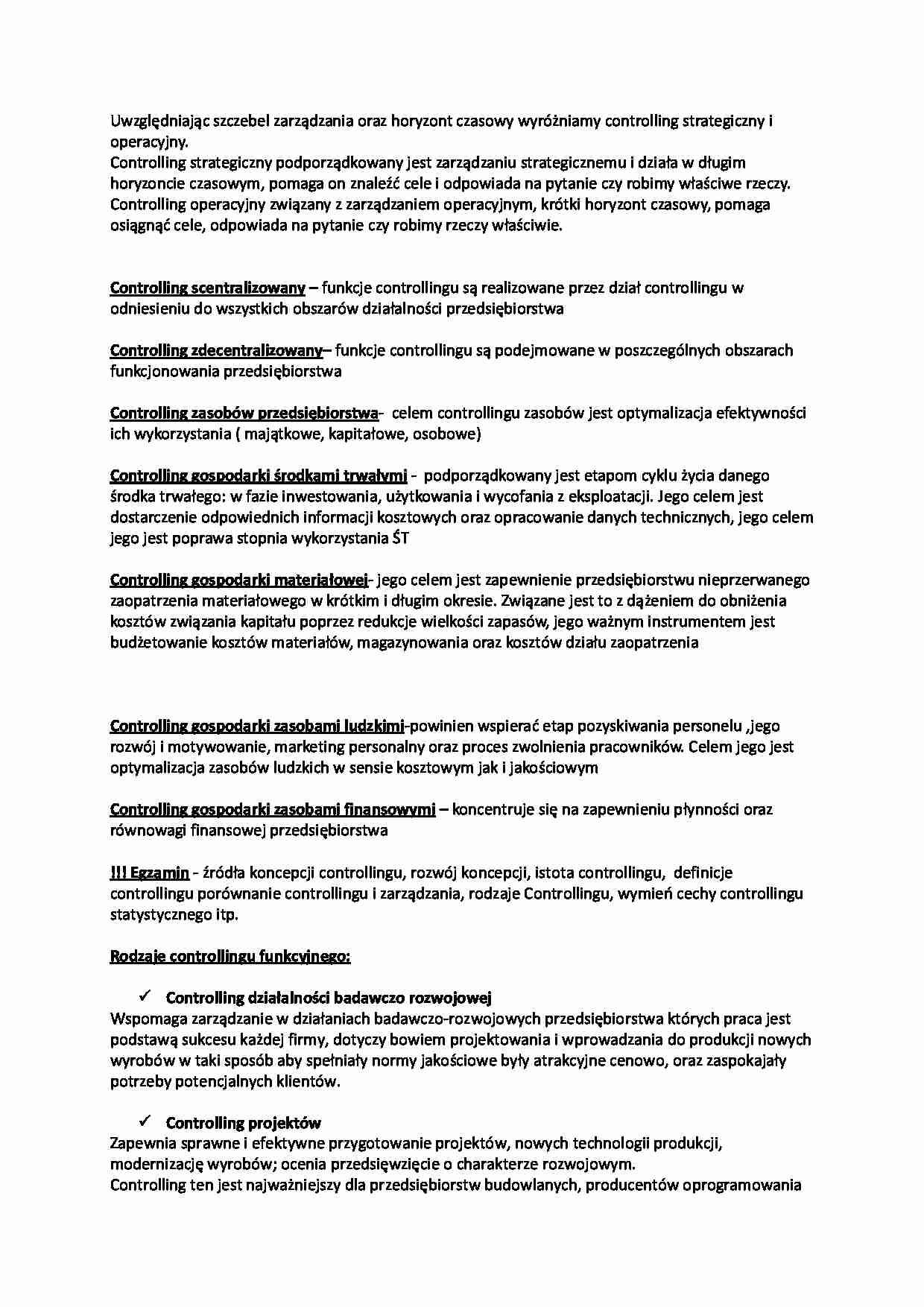Rodzaje controllingu - strona 1