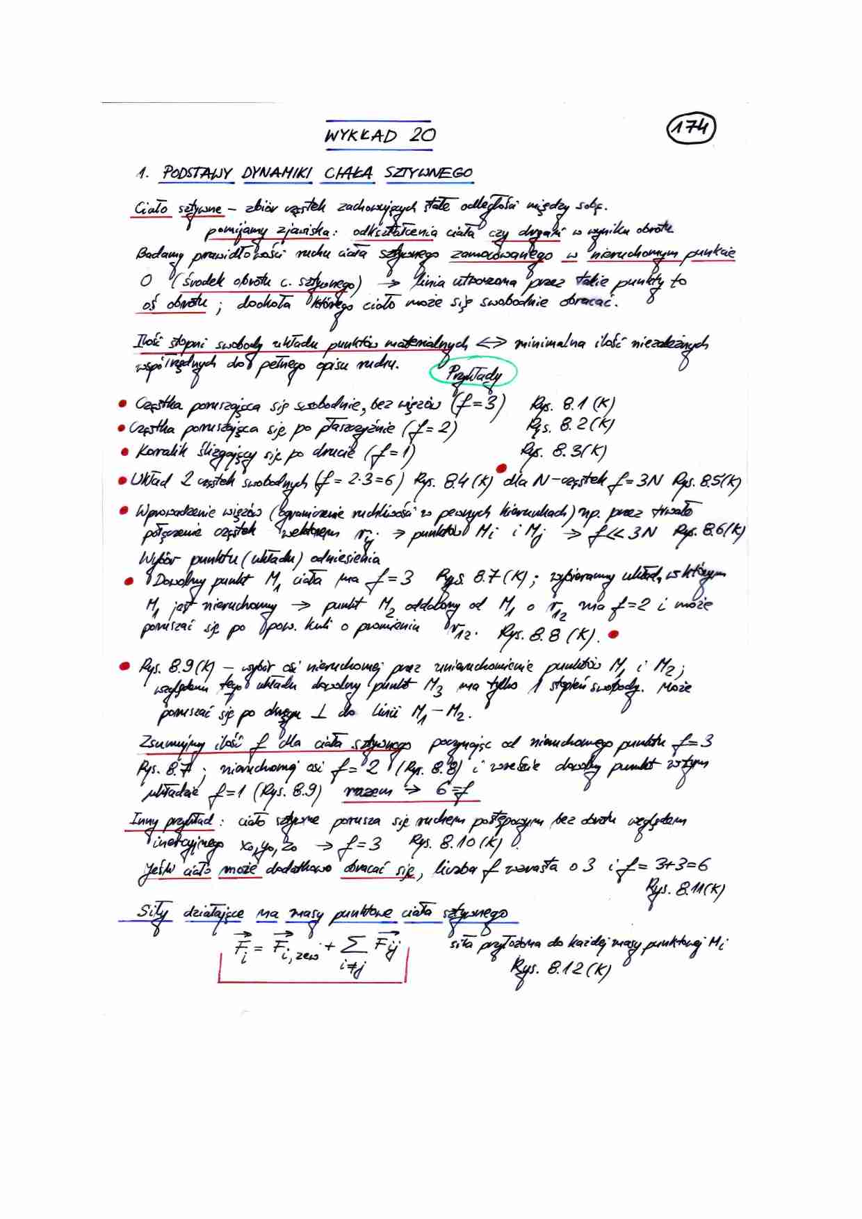 Podstawy dynamiki ciała sztywnego - notatki z wykładu z fizyki - strona 1