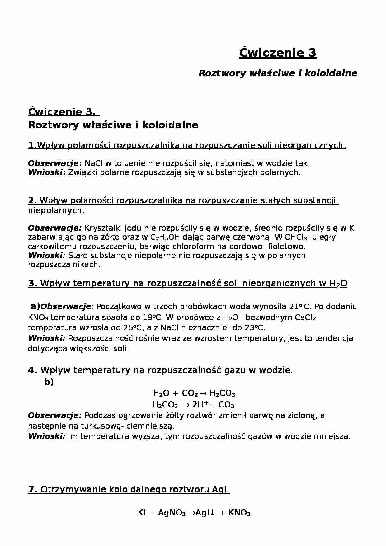 Roztwory właściwe i koloidalne - strona 1