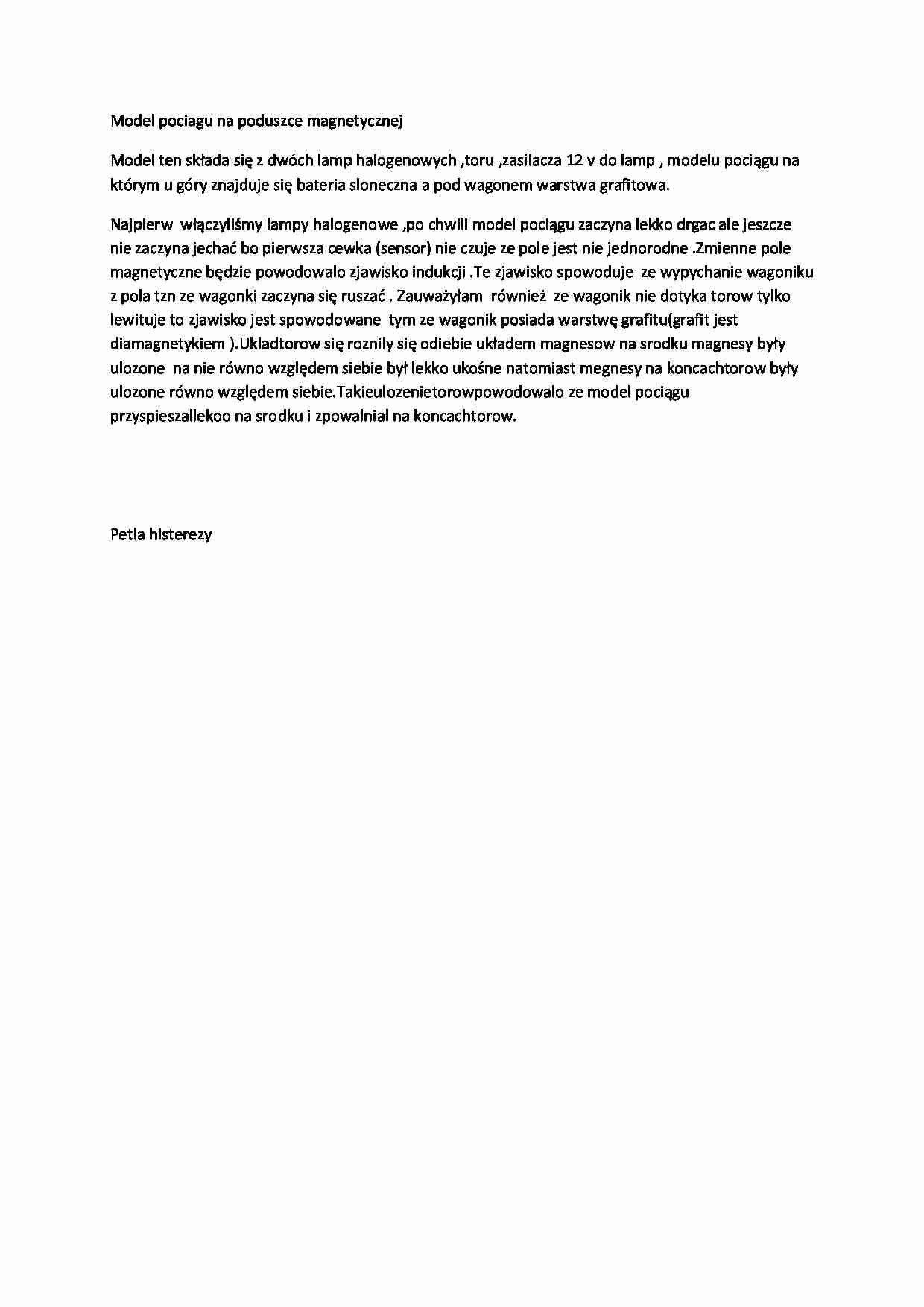 Model pociągu na poduszce magnetycznej - strona 1