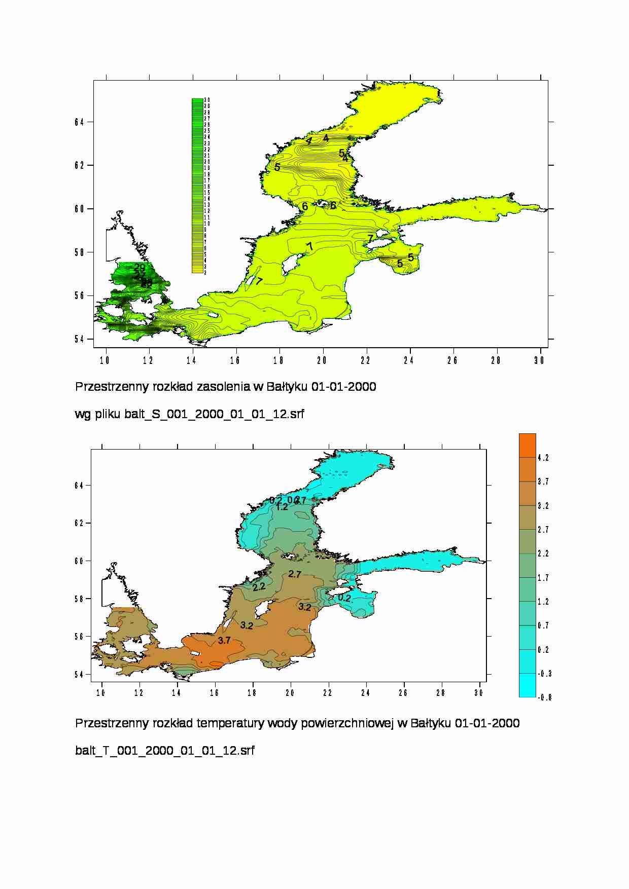 Przestrzenny rozkład zasolenia i temperatura w Bałtyku oraz przekrój zasolenia i temp. w Basenie Arkońskim - strona 1