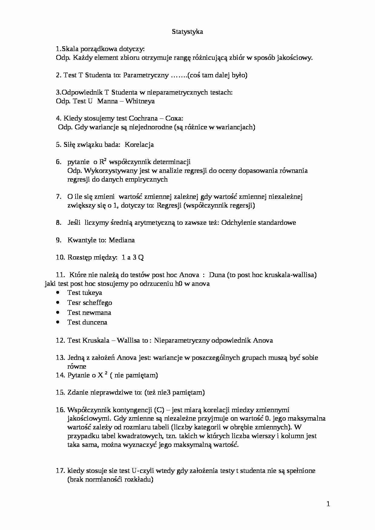 Test ze statystyki dla kierunku biologii - strona 1