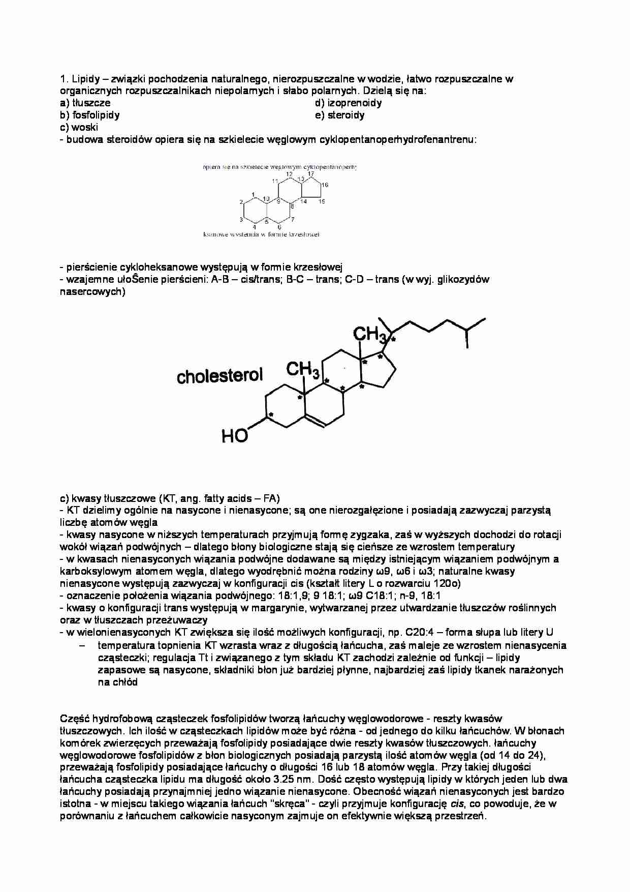Lipidy - omówienie zagadnień - strona 1