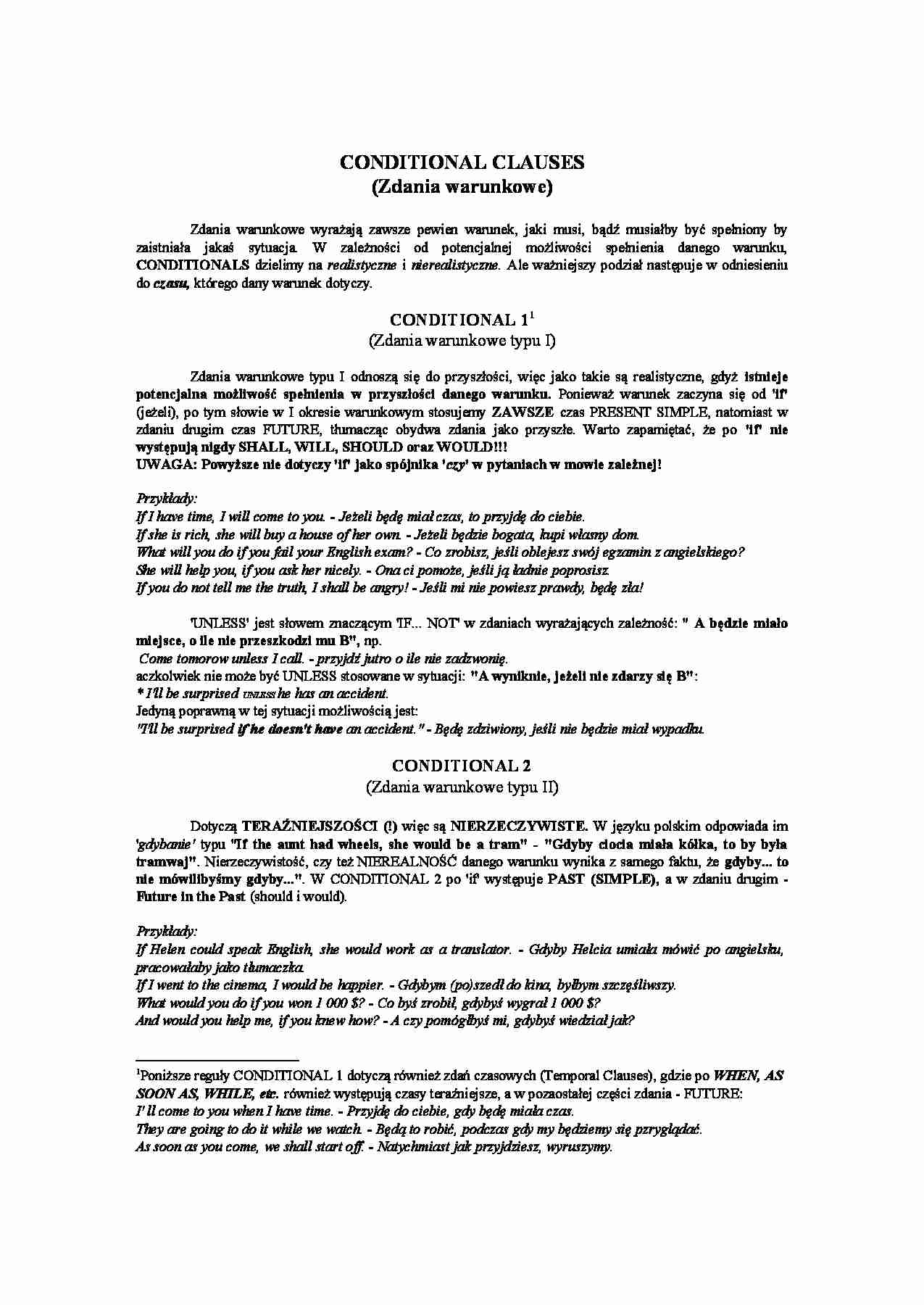 Zdania warunkowe - strona 1
