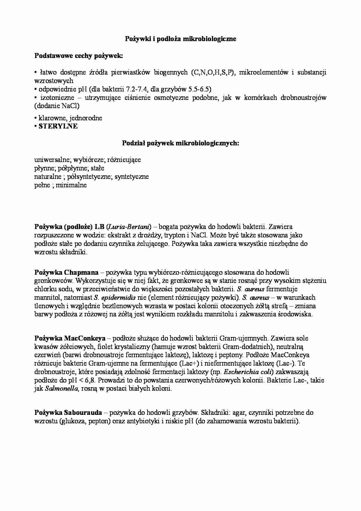 Pożywki i podłoża mikrobiologiczne - strona 1