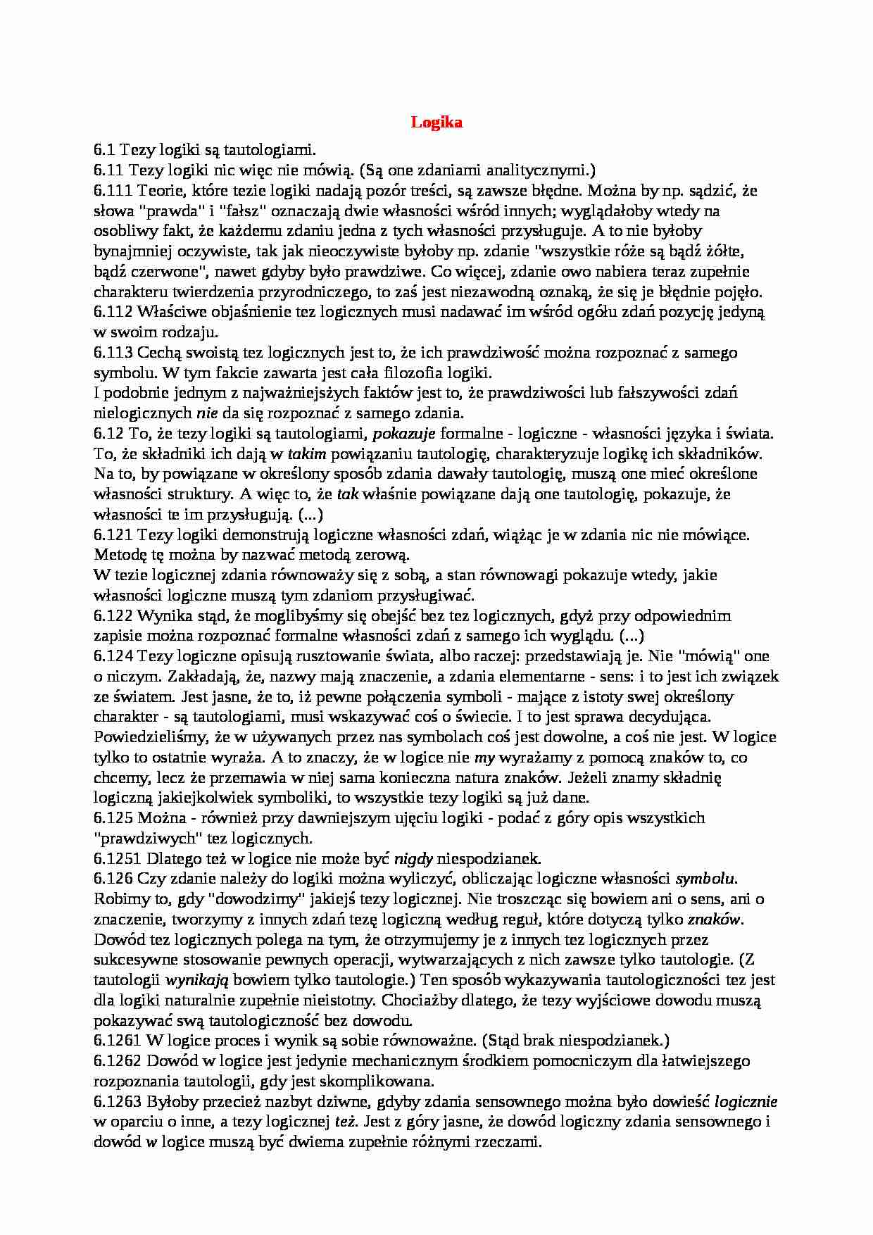 Wittgenstein - logika - strona 1