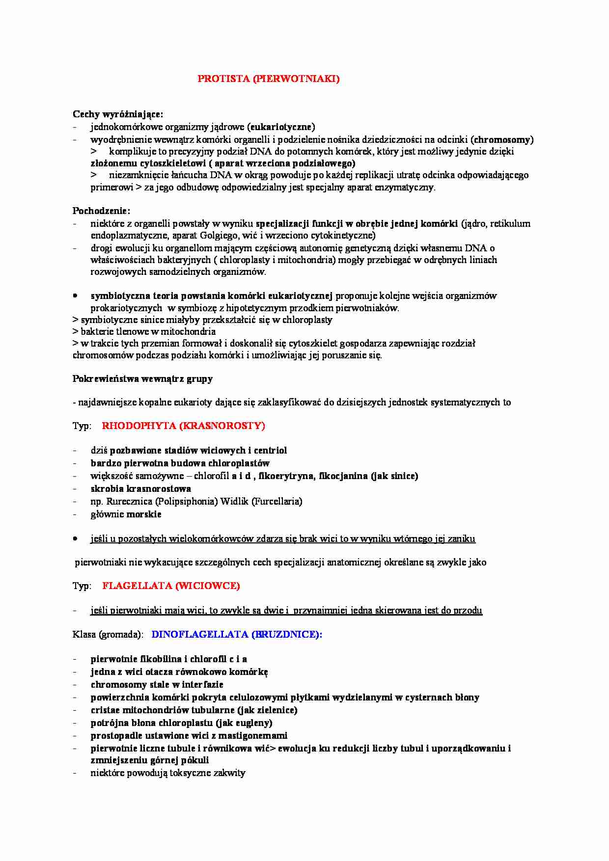 Charakterystyka pierwotniakow - strona 1