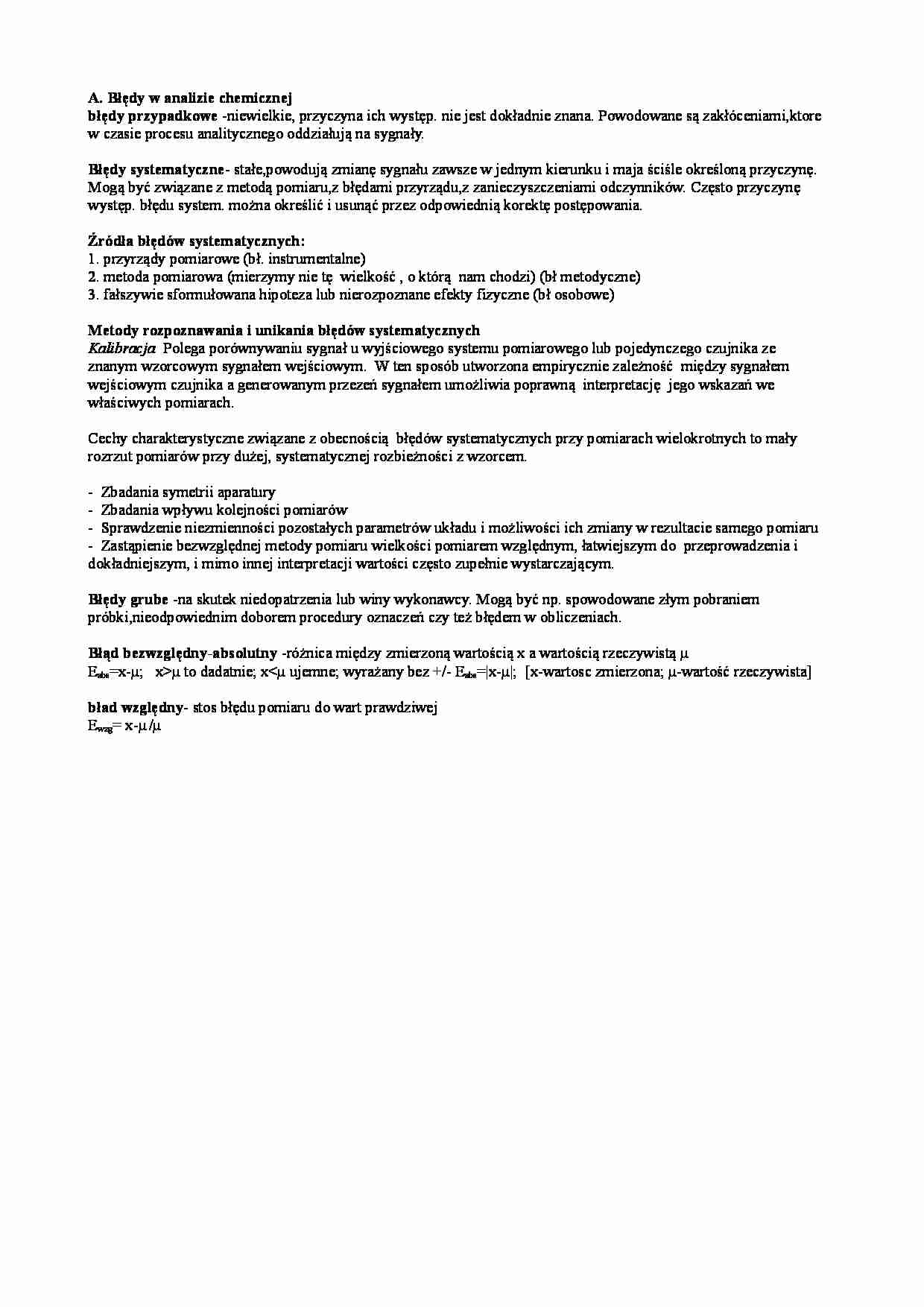 Błędy w analizie chemicznej - strona 1