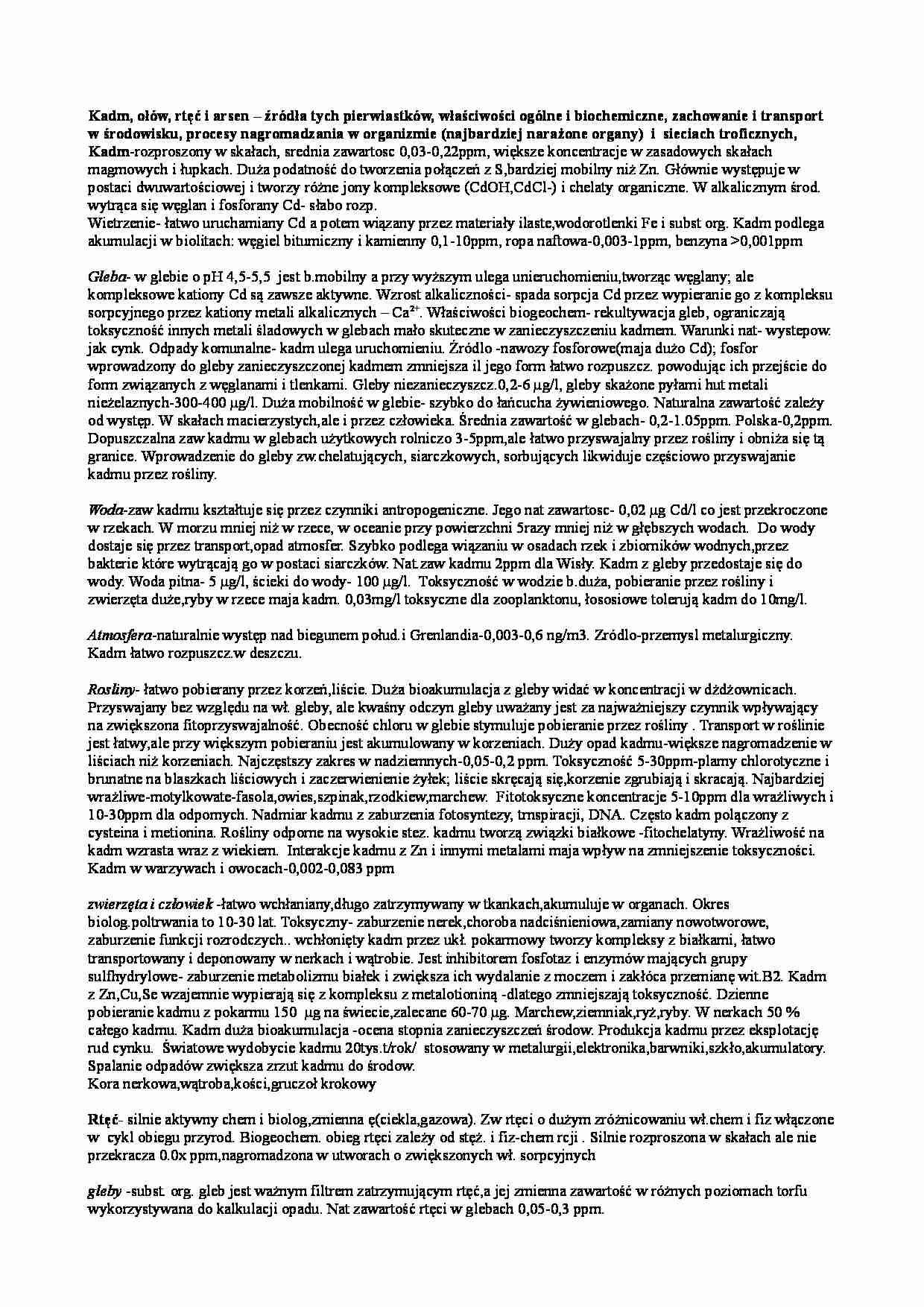 Kadm, ołów, rtęć i arsen - omówienie - strona 1