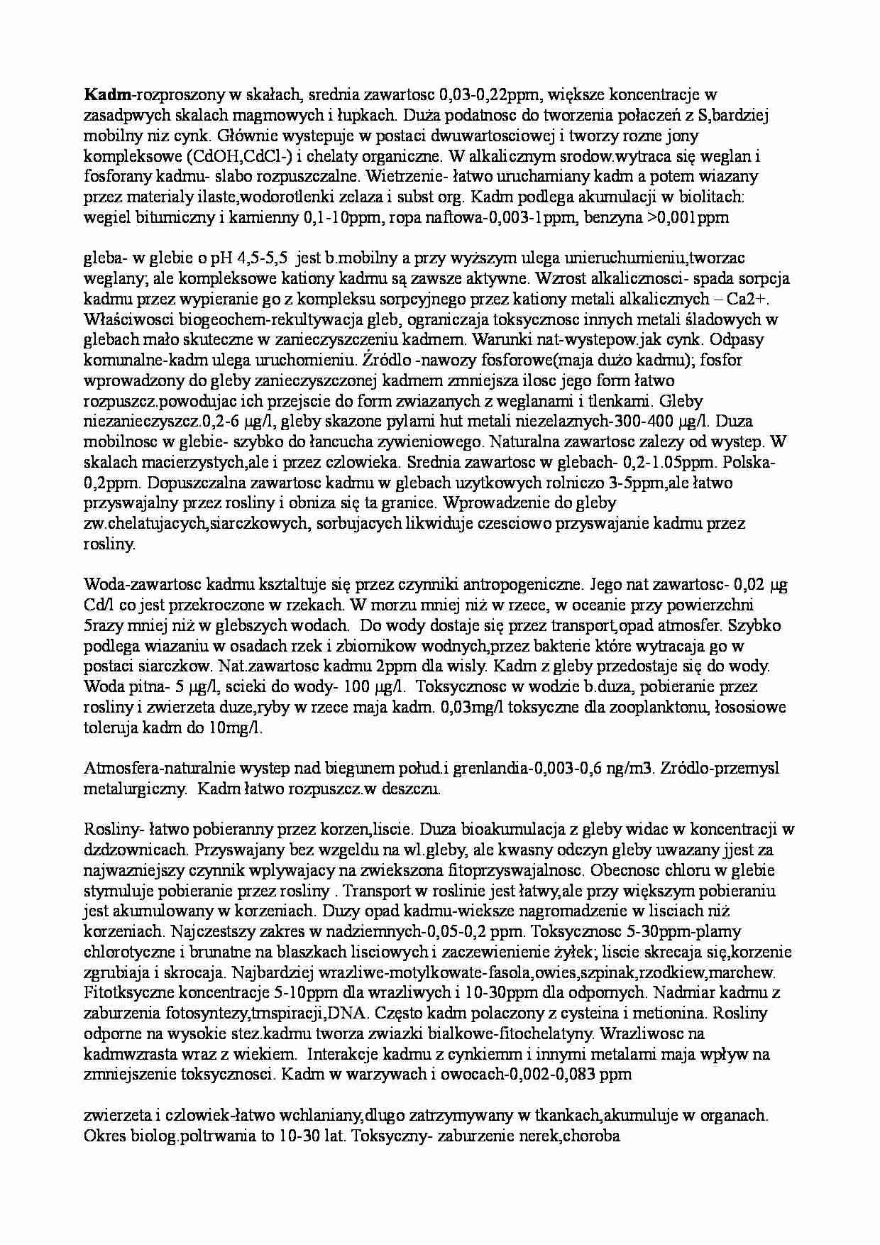 Metale ciężkie w elementach środowiska - strona 1
