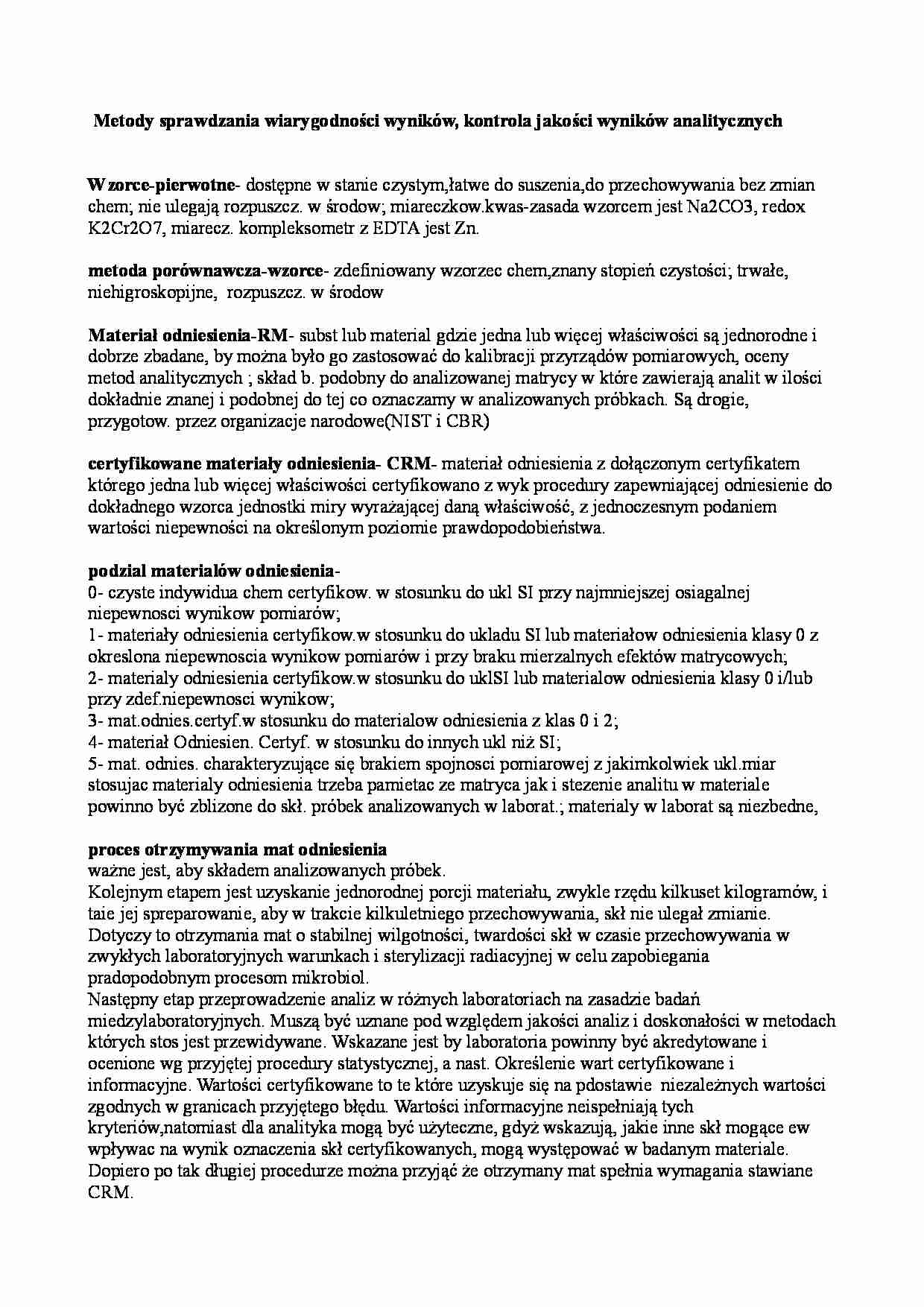 Metody sprawdzania wiarygodnosci wyników - strona 1