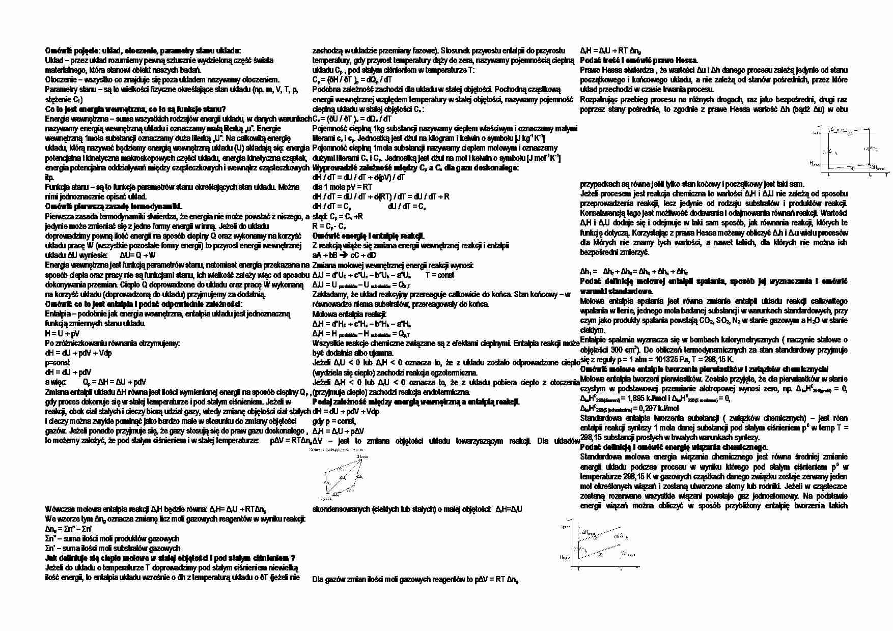 Opracowane pytania - Energia wewnętrzna - strona 1