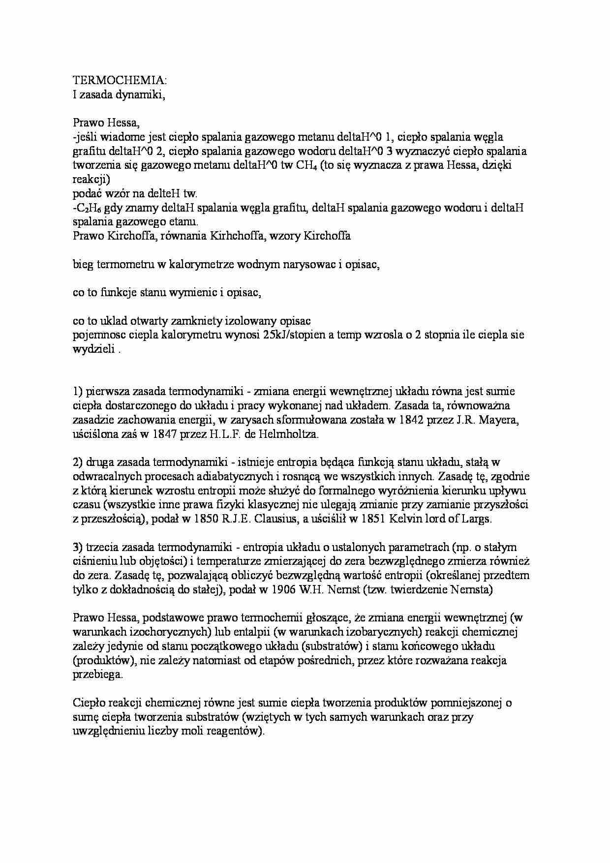 Termochemia - omówienie zagadnień - strona 1