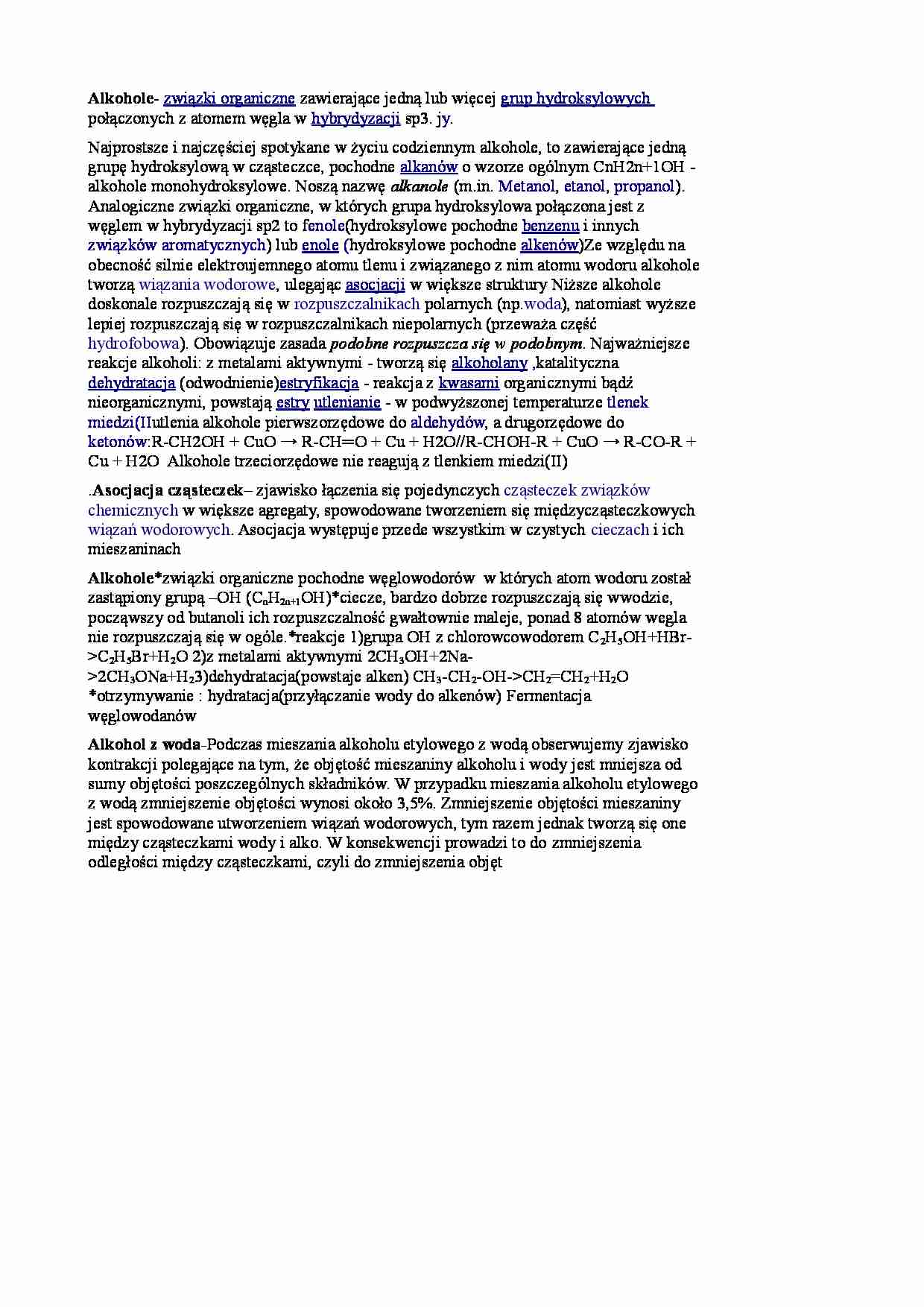 Alkohole - ogólne omówienie - strona 1
