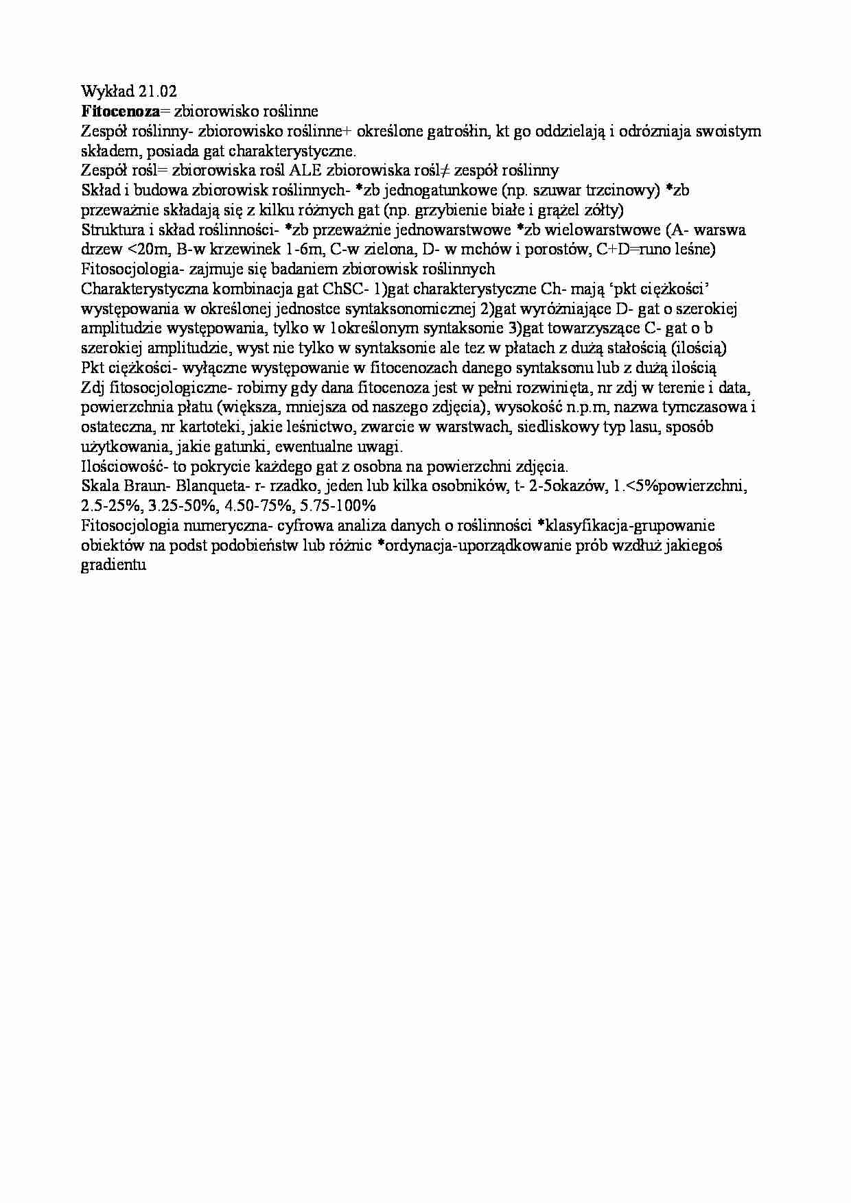 Fitocenoza - wykład - strona 1