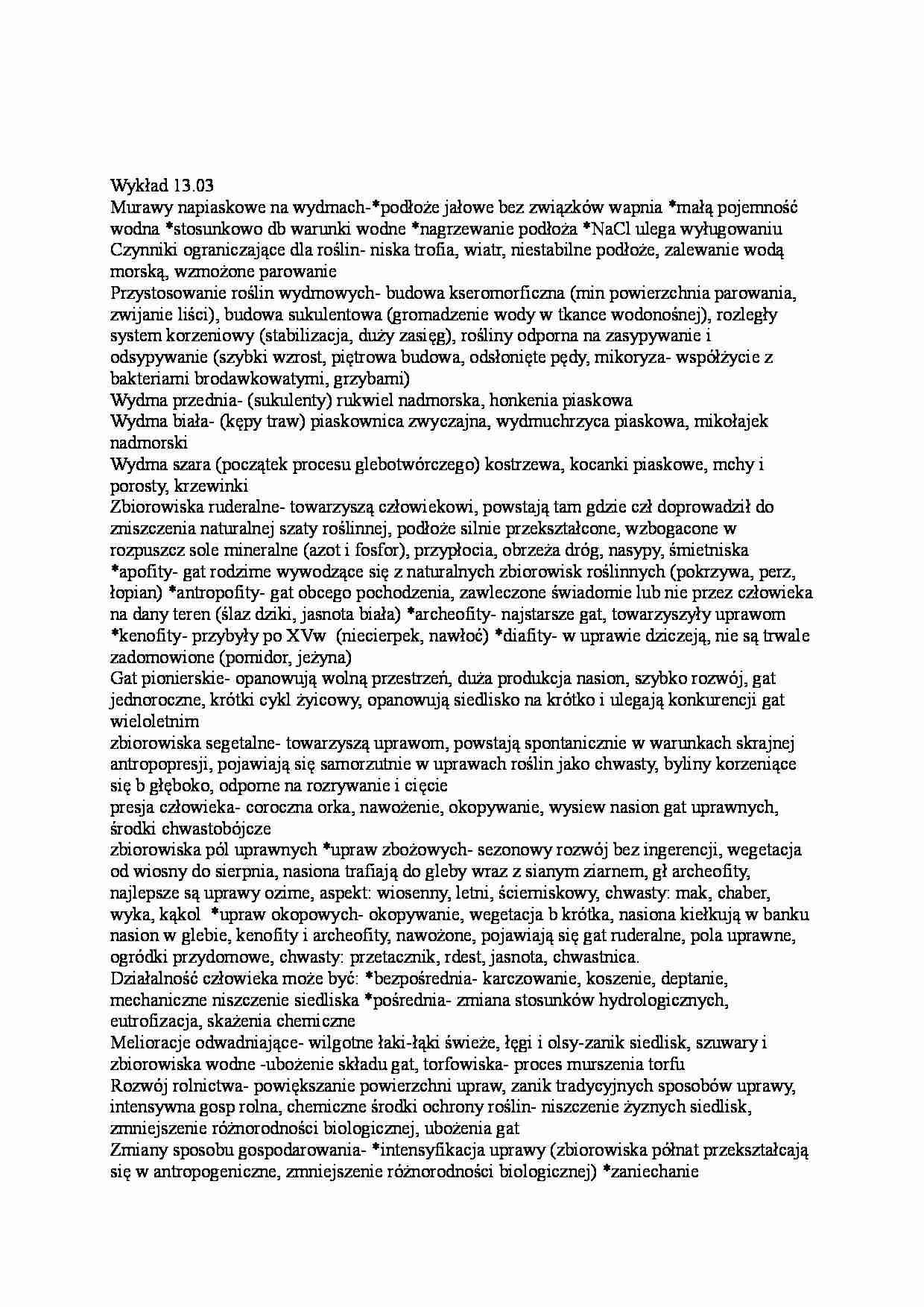 Roslinnosc wydmowa - wykład - strona 1