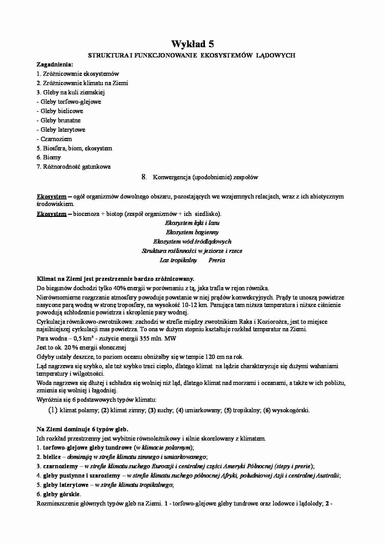 Zróżnicowanie ekosystemów - wykład - strona 1