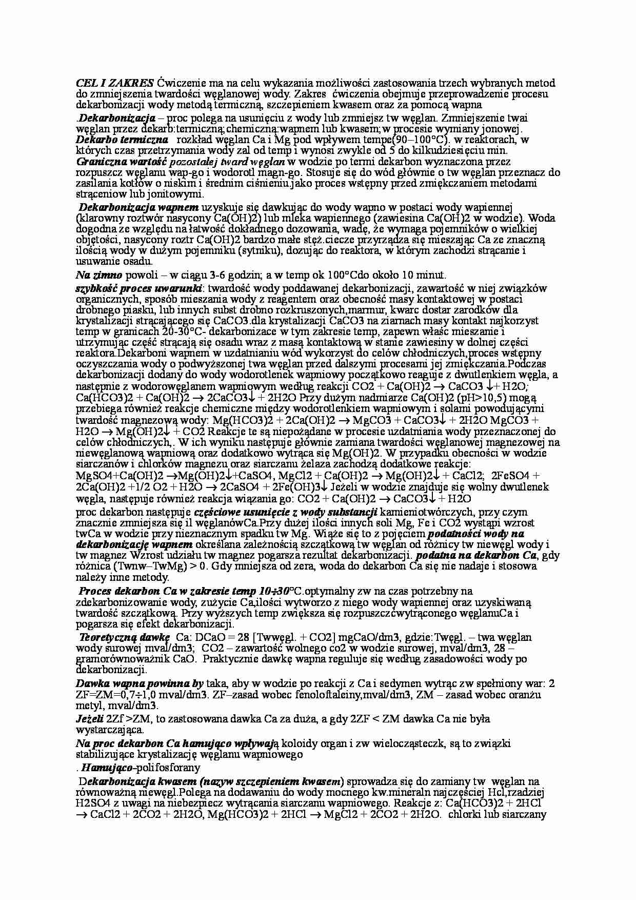 Wejściówka z  dekarbonizacji - strona 1