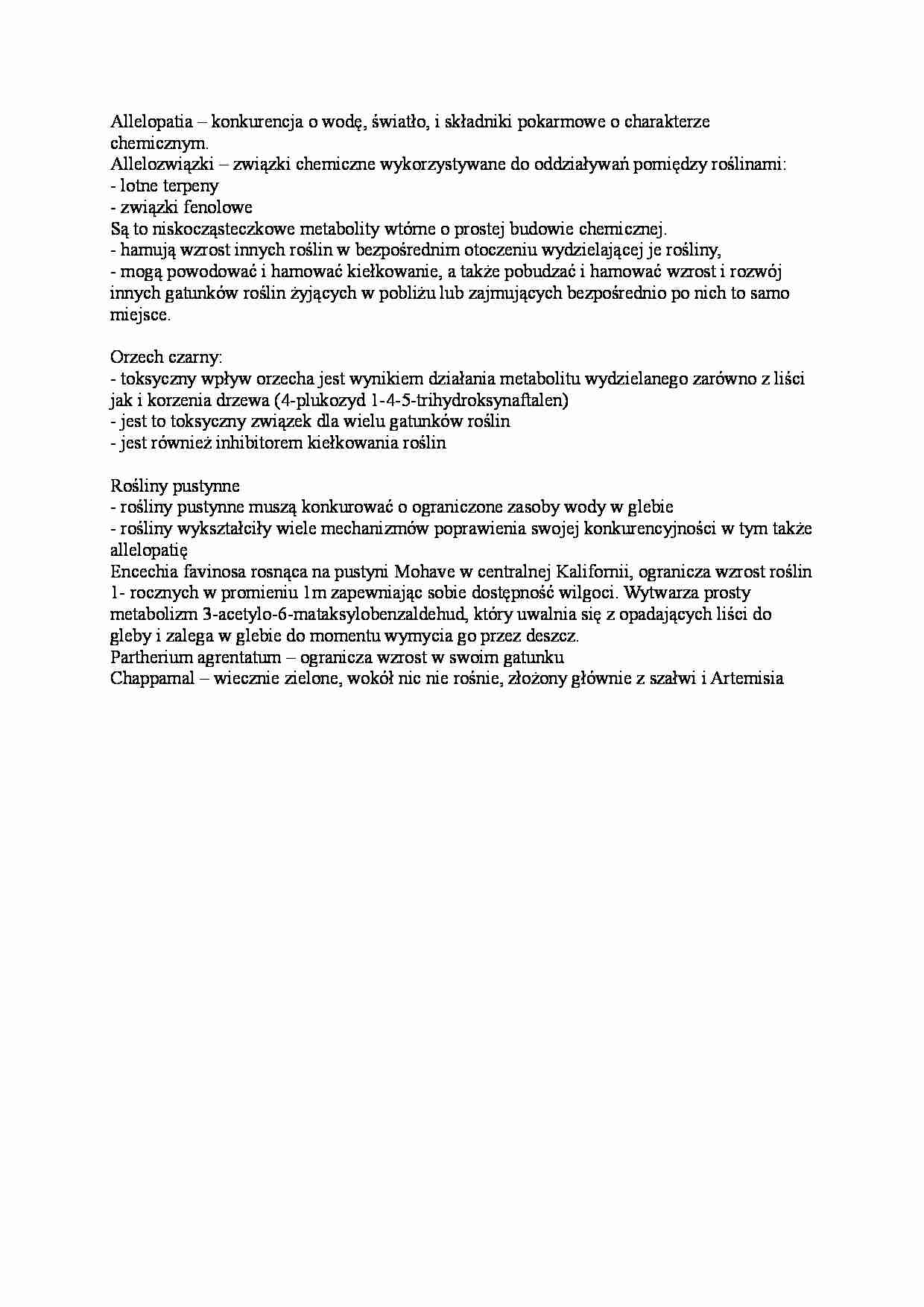 Alleopatia - omówienie zagadnienia - strona 1