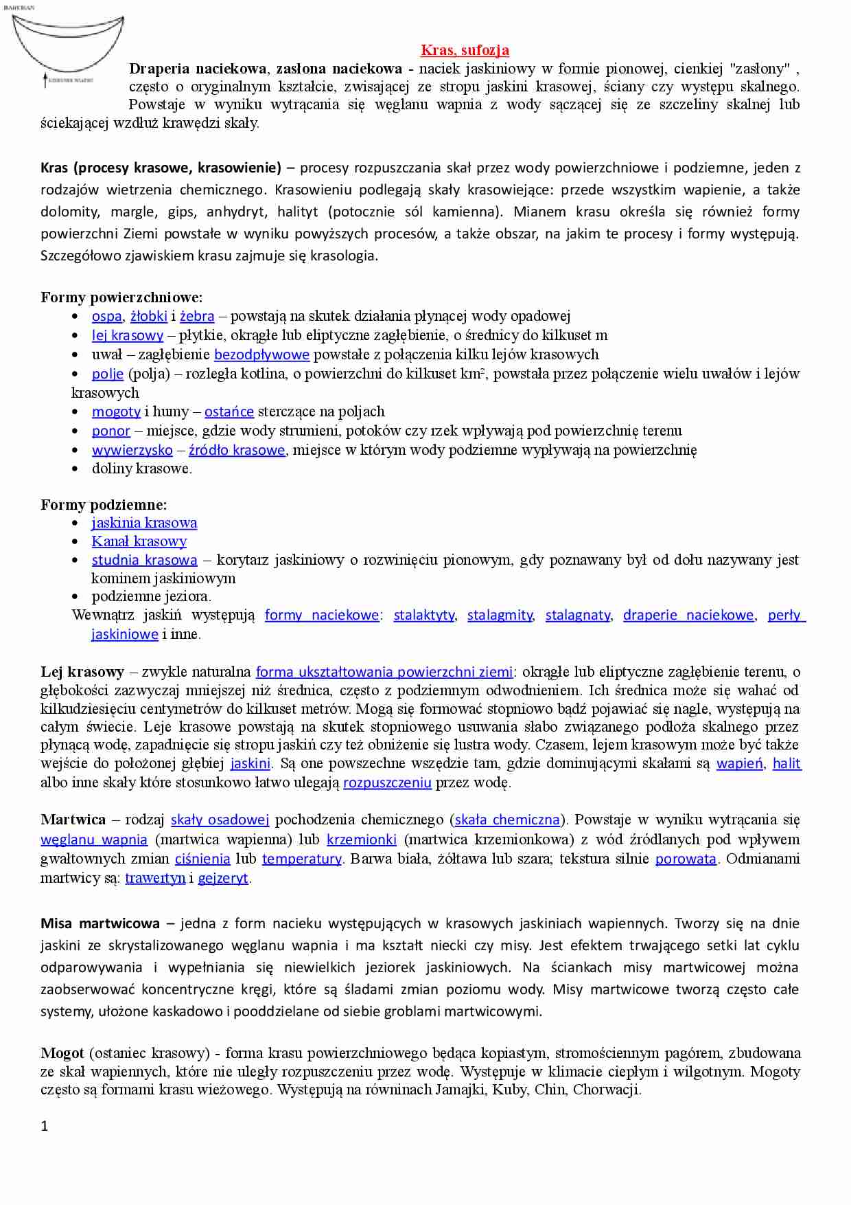 Geomorfologia - kras, sufozja - strona 1
