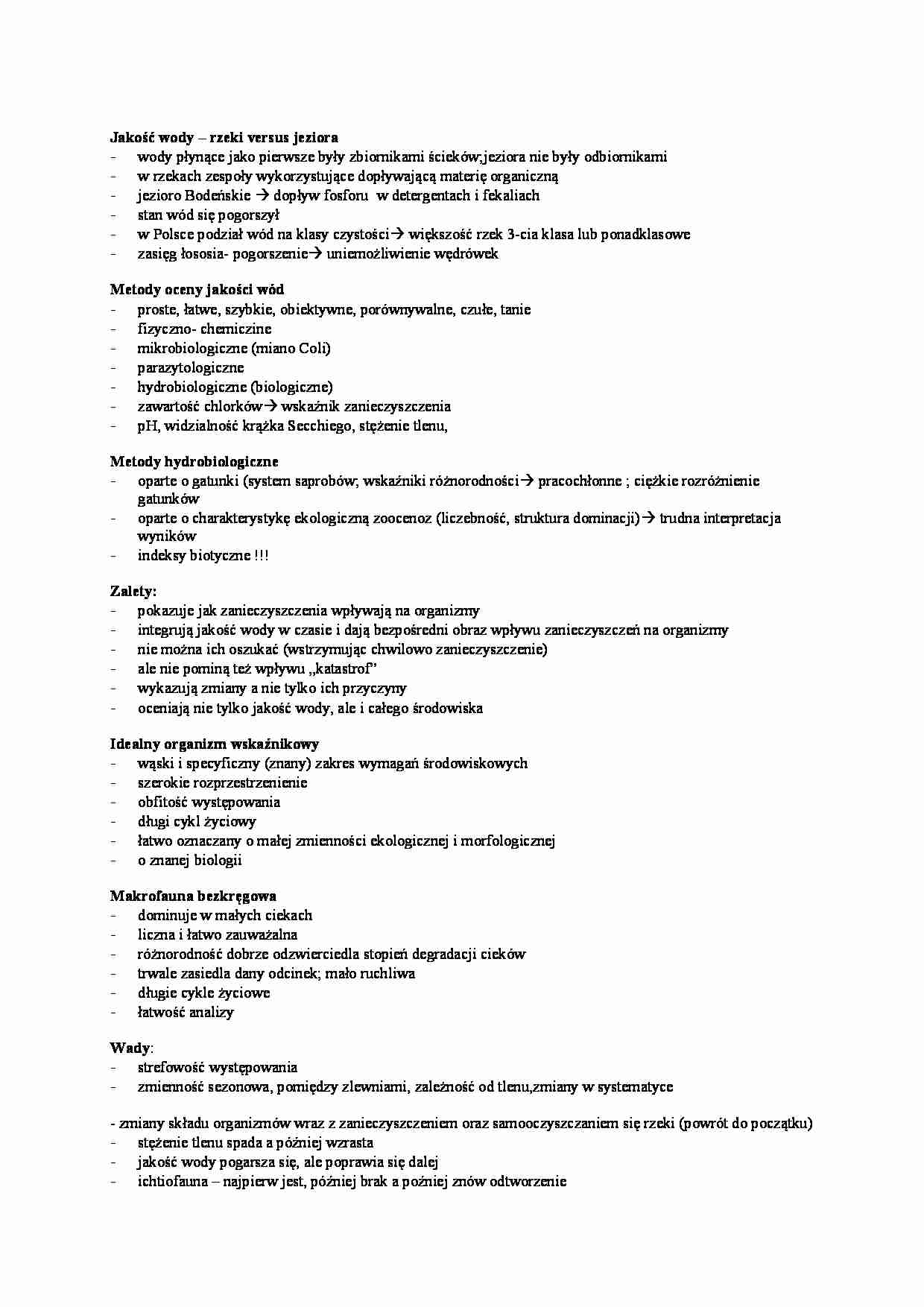 Jakośc wód - omówienie zagadnienia - strona 1