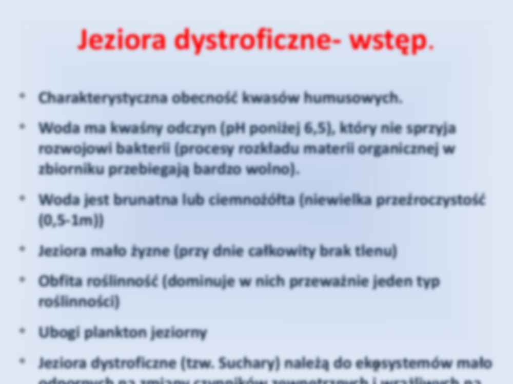 Jeziora dystroficzne - omówienie zagadnienia - strona 2