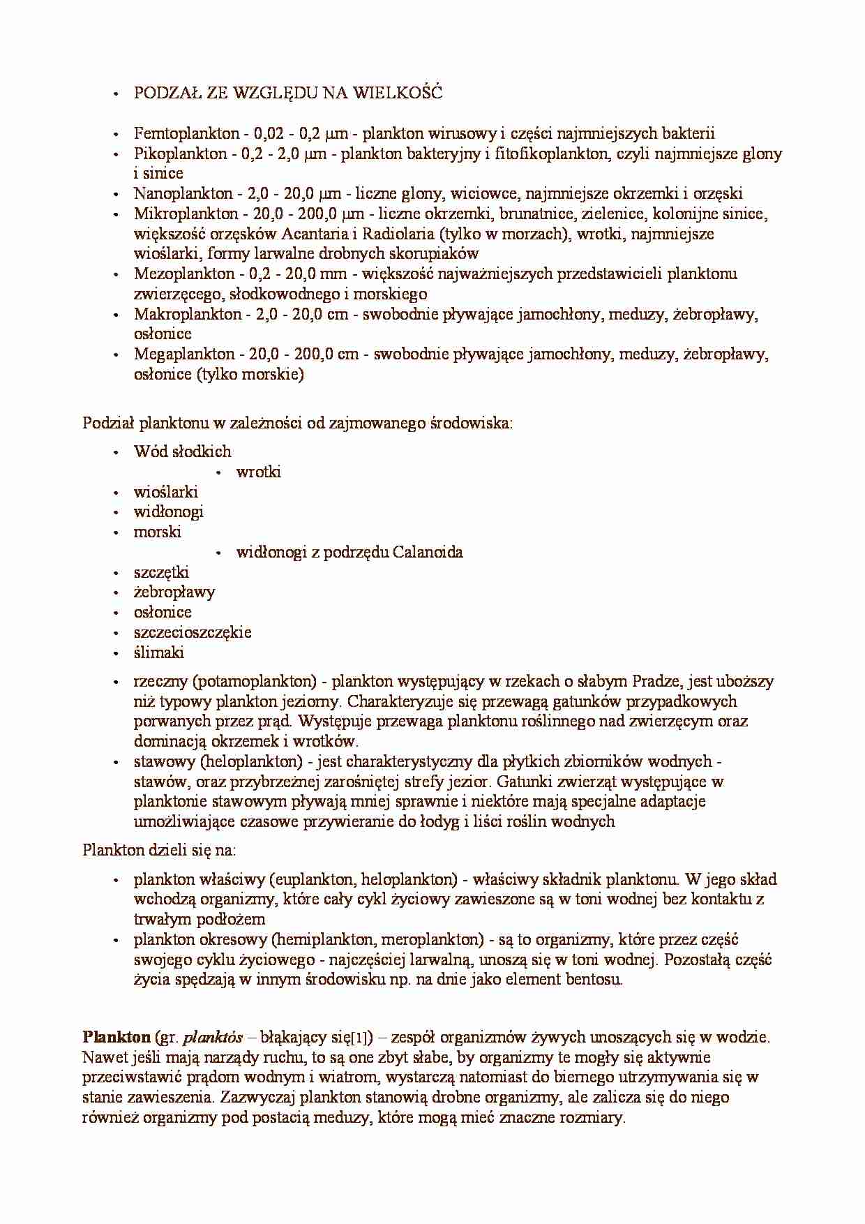  Plankton - omówienie zagadnienia  - strona 1