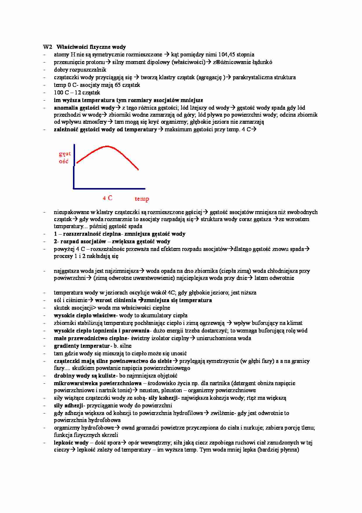 właściwości wody -  wykład 2 - strona 1
