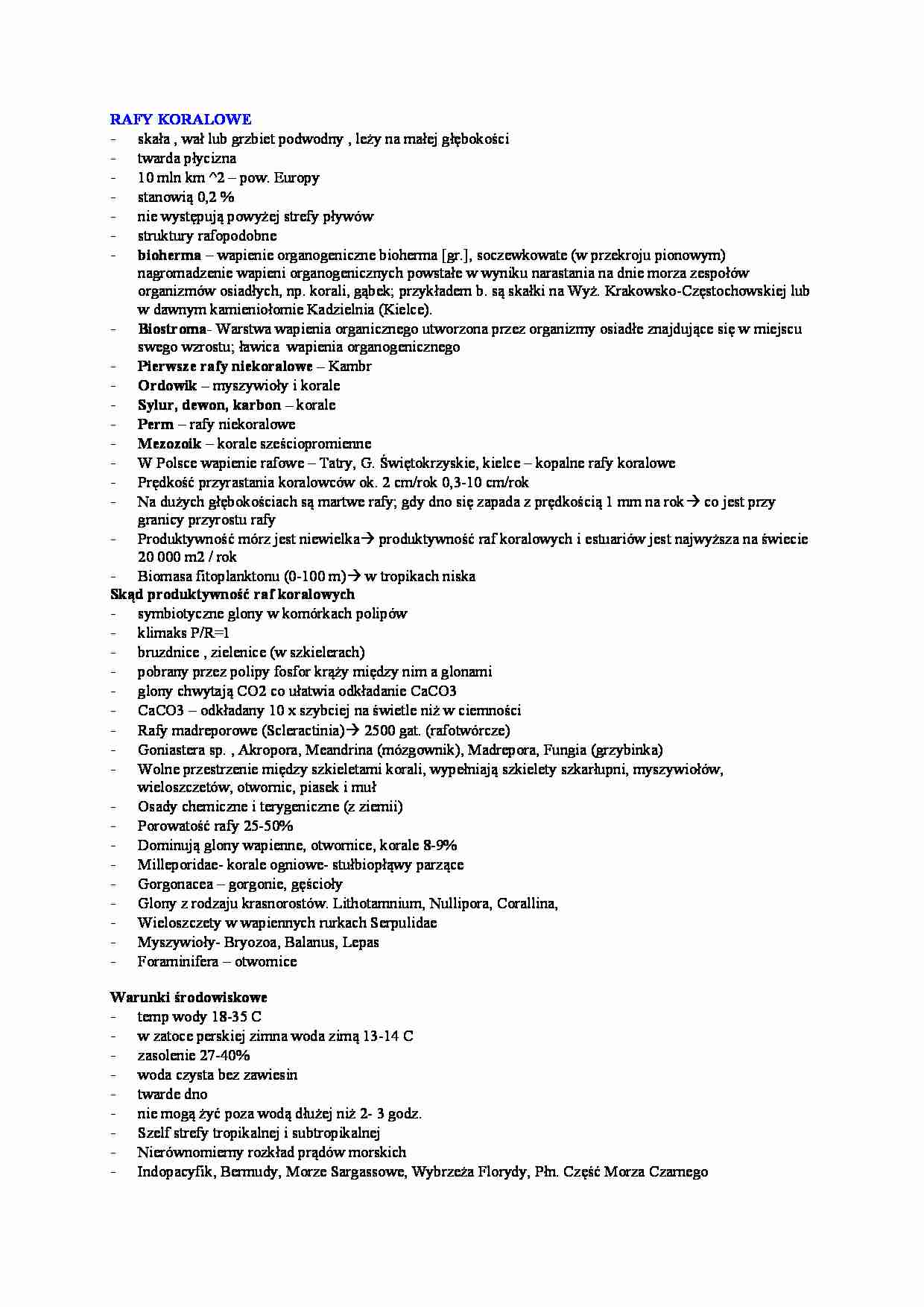 Rafy koralowe -  wykład  - strona 1