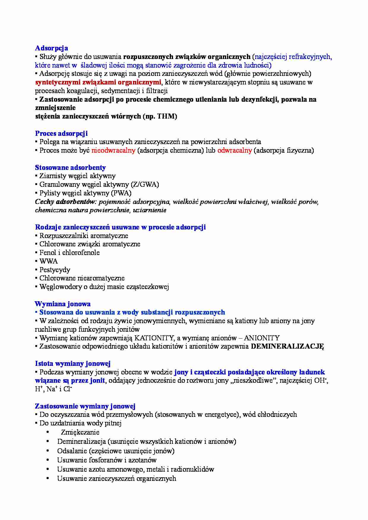 Adsorpcja - omówienie procesu - strona 1