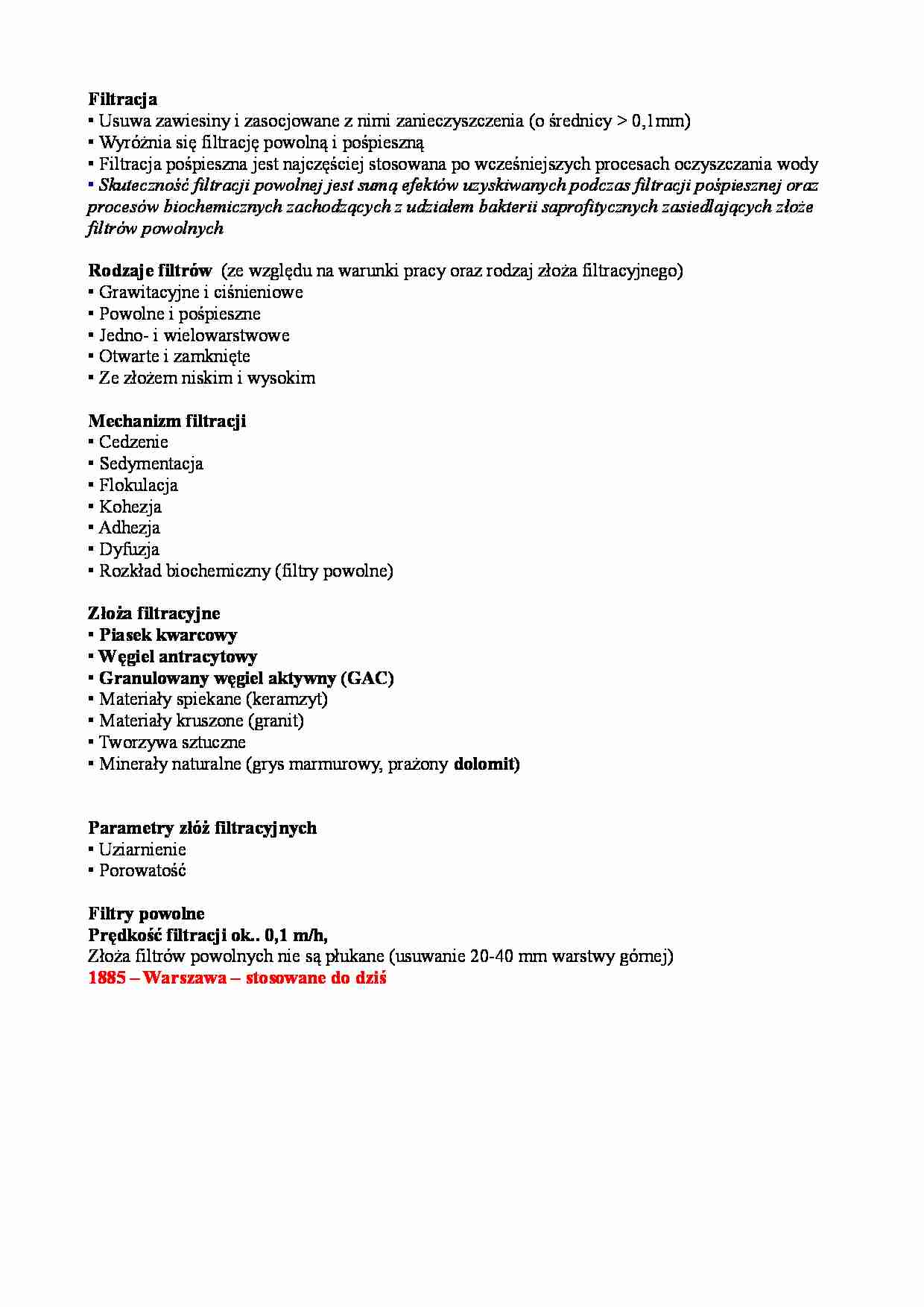 Filtracja - omówienia zagadnienia  - strona 1