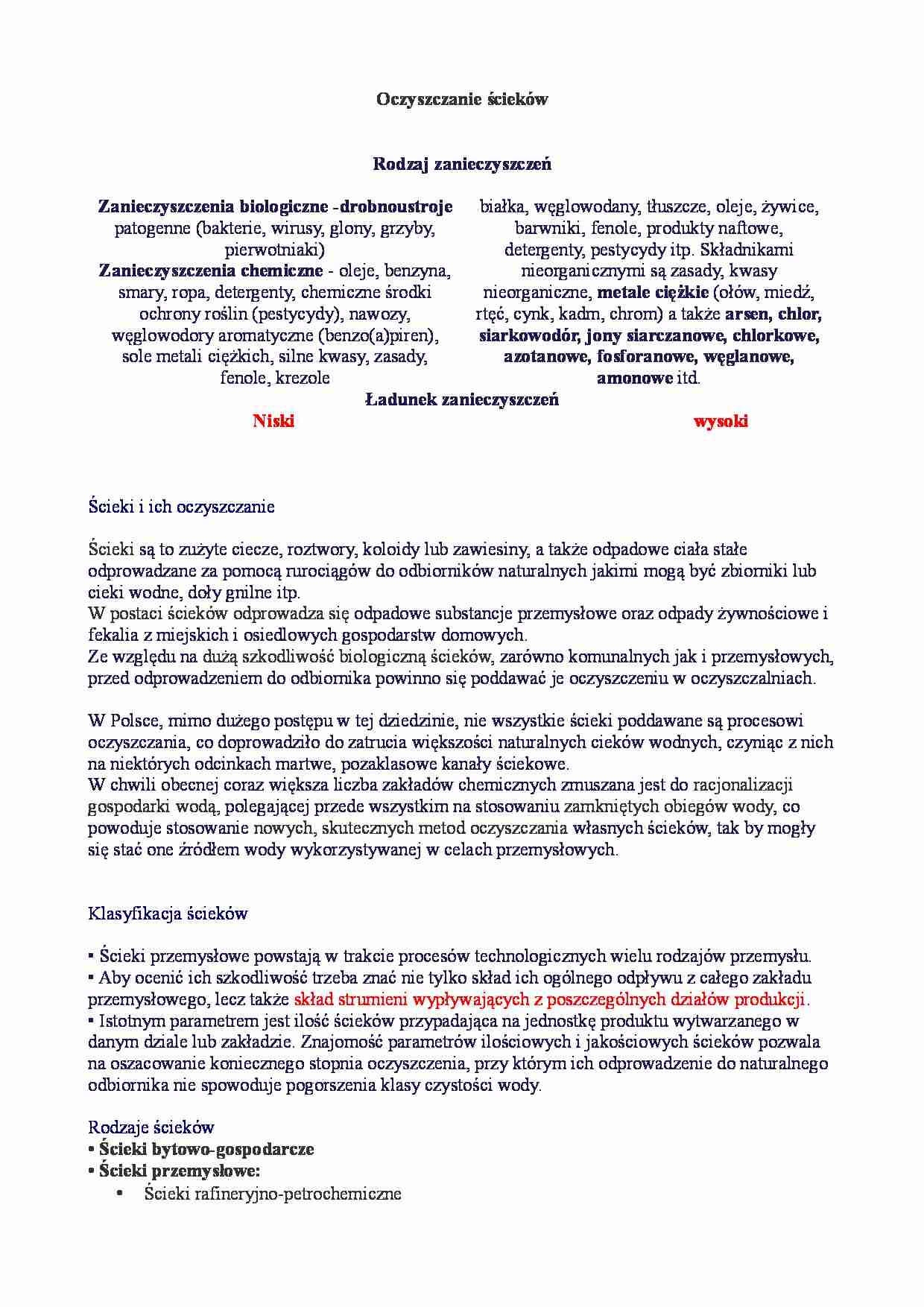 Oczyszczanie ścieków - omówienie zagadnienia - strona 1