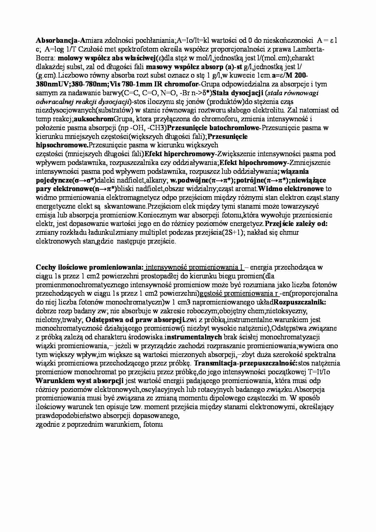 Spektrochemia - wejścióka - strona 1