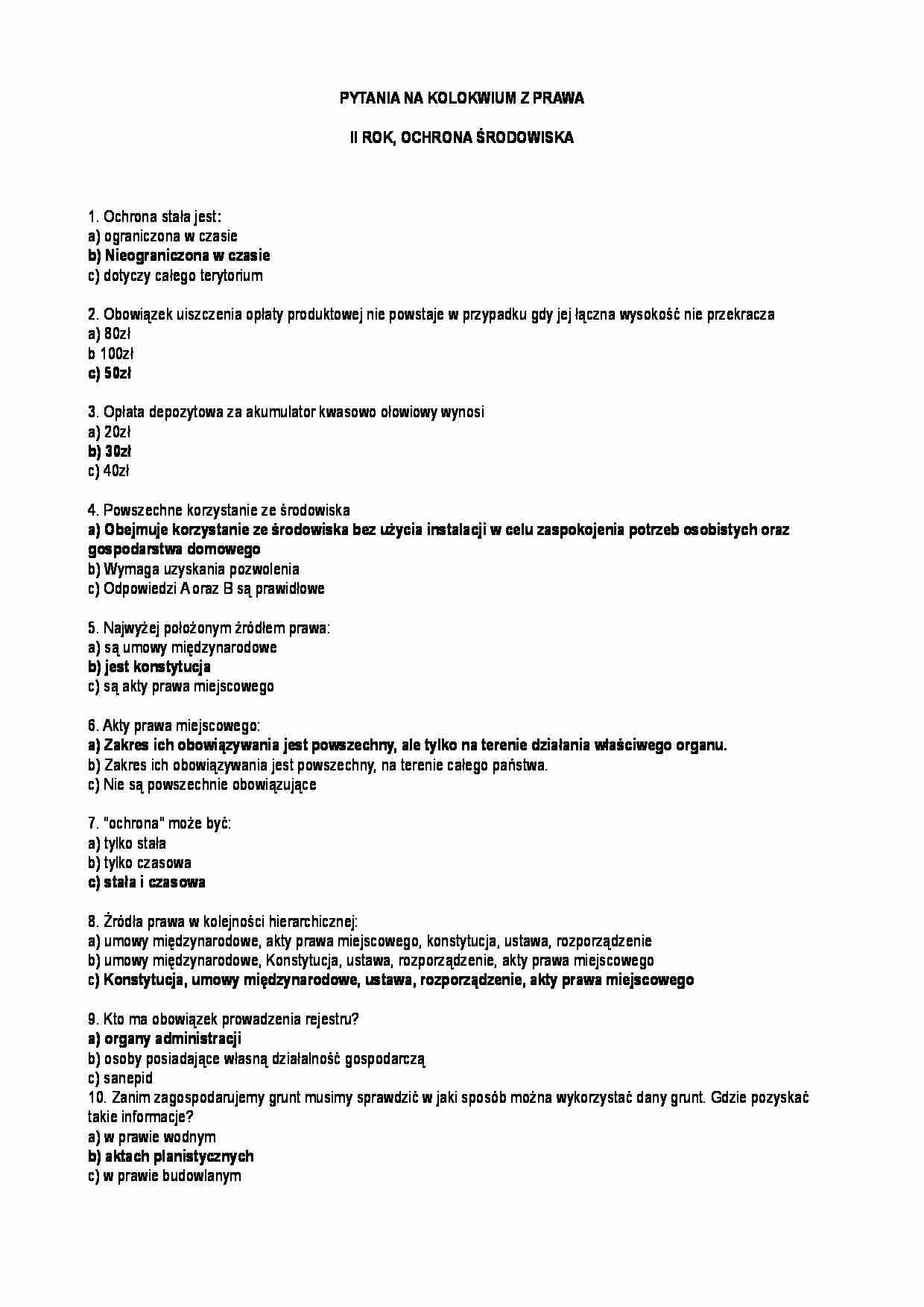 Prawo w ochronie środowiska - test - strona 1