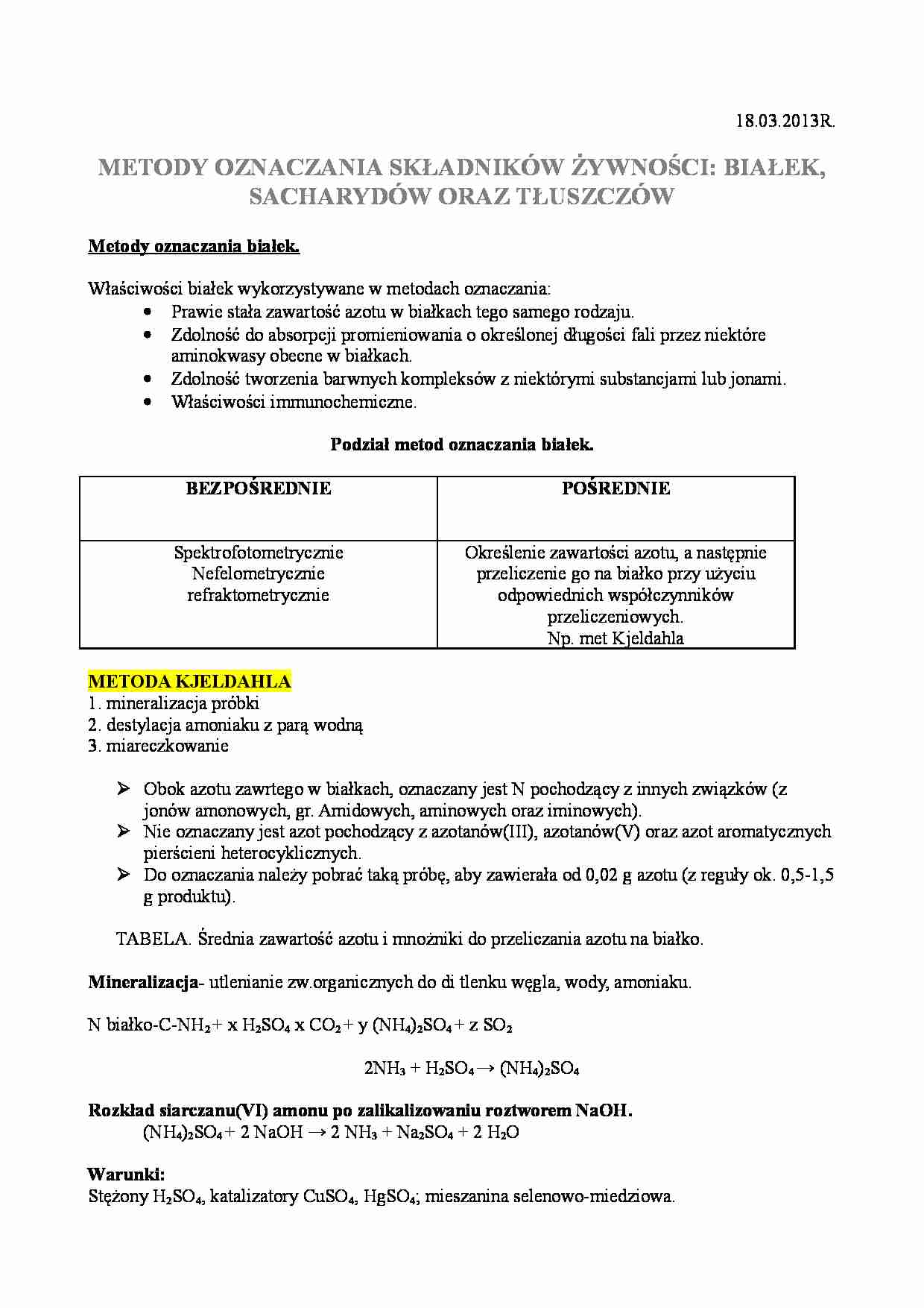 Metody oznaczania składników żywności - strona 1